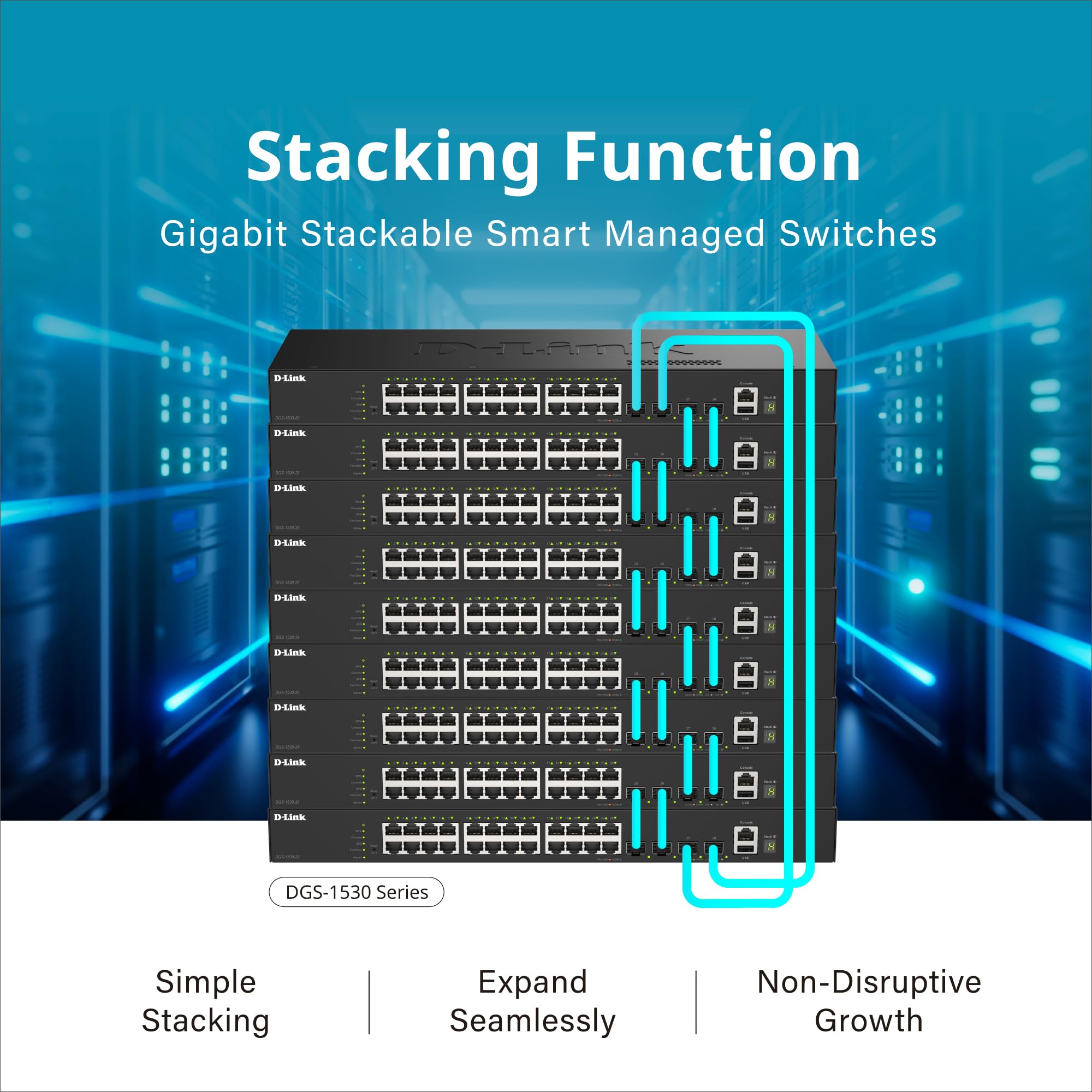 D-Link Switch gestito intelligente PoE+ impilabile Gigabit a 28 porte DGS-1530-28P con 4 porte SFP+ da 10G