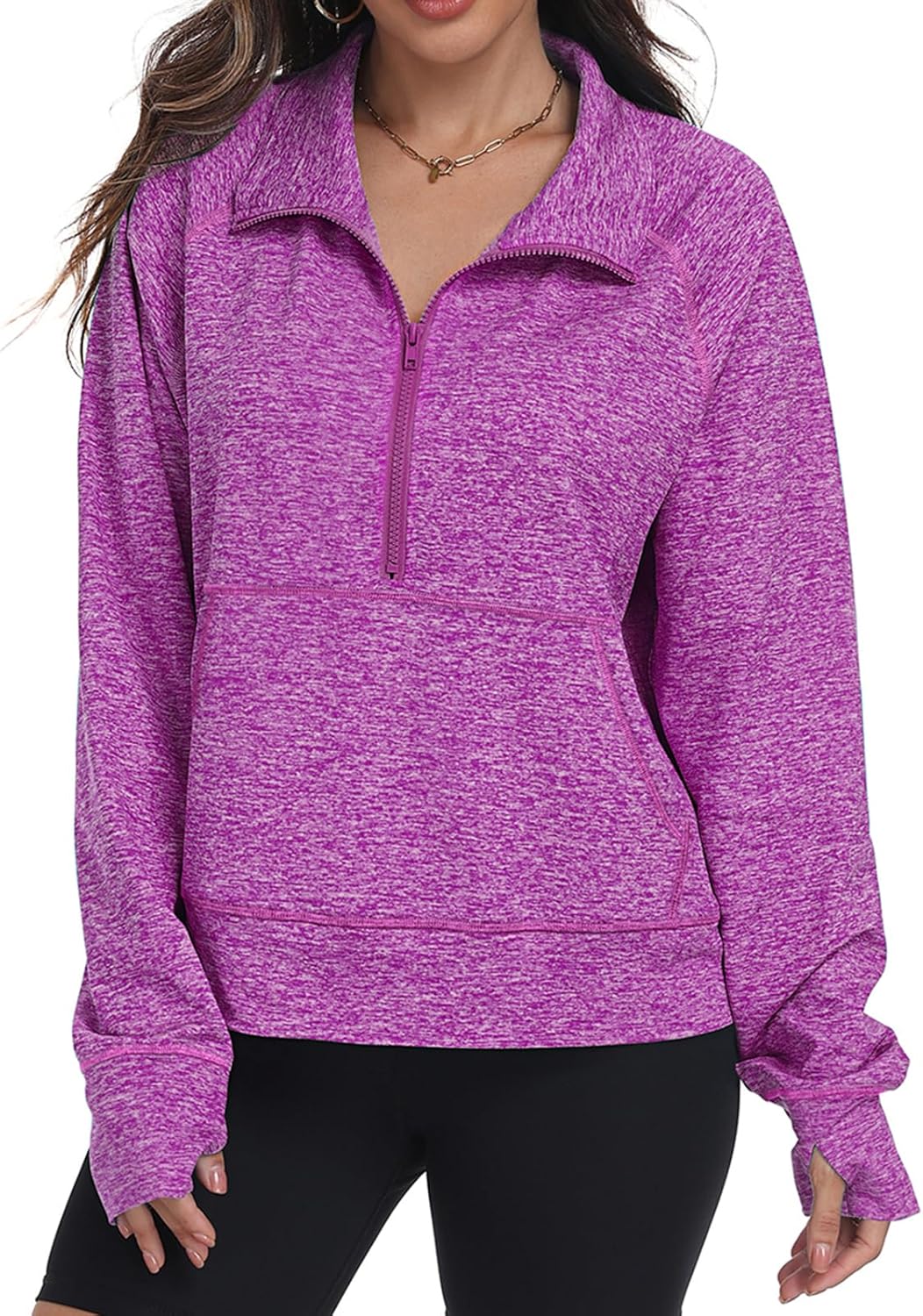 Kimmery Womens Half Zip Fleece Sweatshirt for Women Pullover Sweatshirts with Kangaroo Pocket Athletic Daily Outfits - Image 2