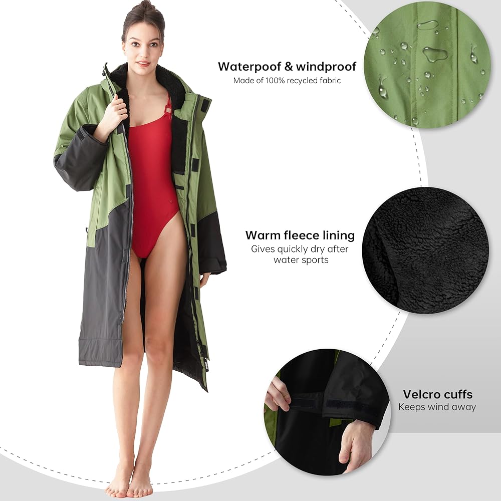 NUMWELL Warm Waterproof Swim Parka for Men Women, Oversized