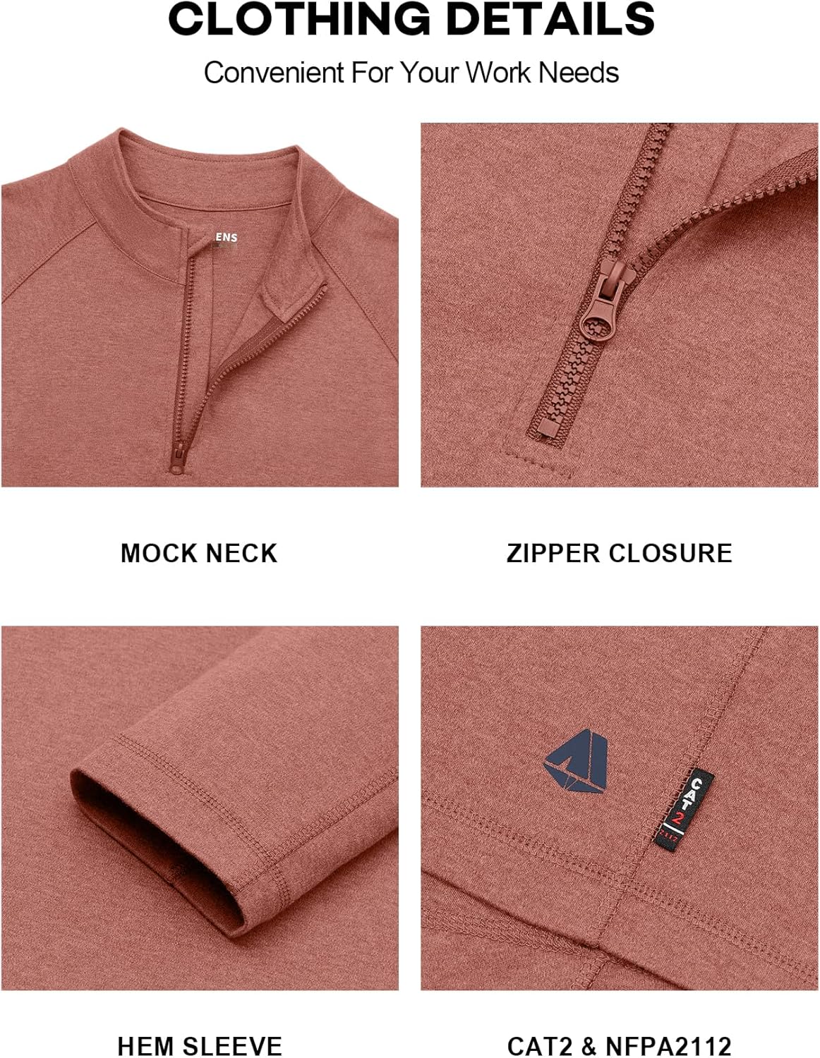 FR Shirts for Men Flame Resistant Shirt CAT2 Quarter Zip Up Pullover 1/4 Zip 5.5oz Light Weight - Image 3