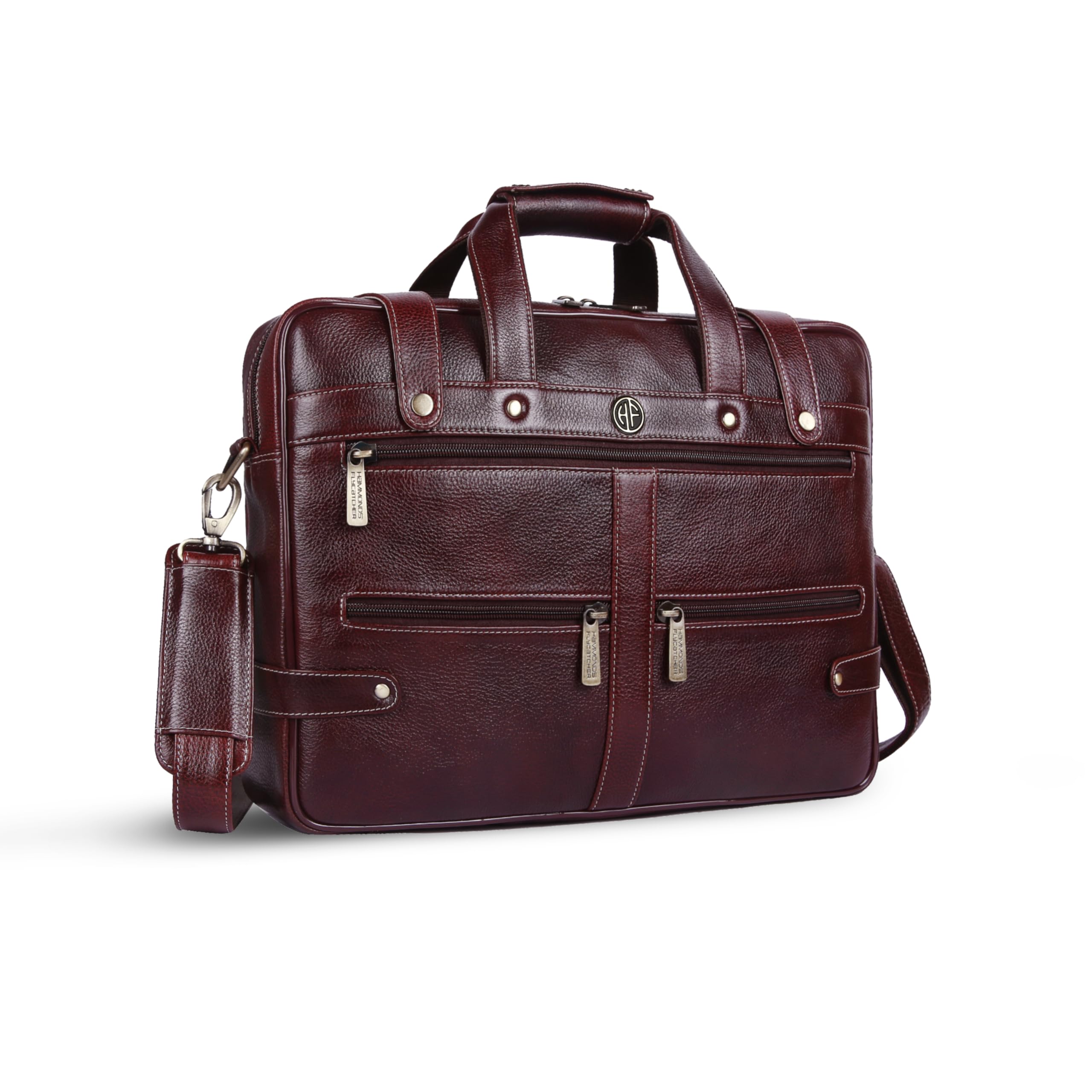 hammonds flycatcher Genuine Leather Office Bag for Men, Laptop Bag For Men with Padded Laptop Sleeve, Fits 15.6" Laptop, Adjustable Strap - 1 Year Warranty, Ideal for Office, Travel, Daily Use - Brown-picture-25