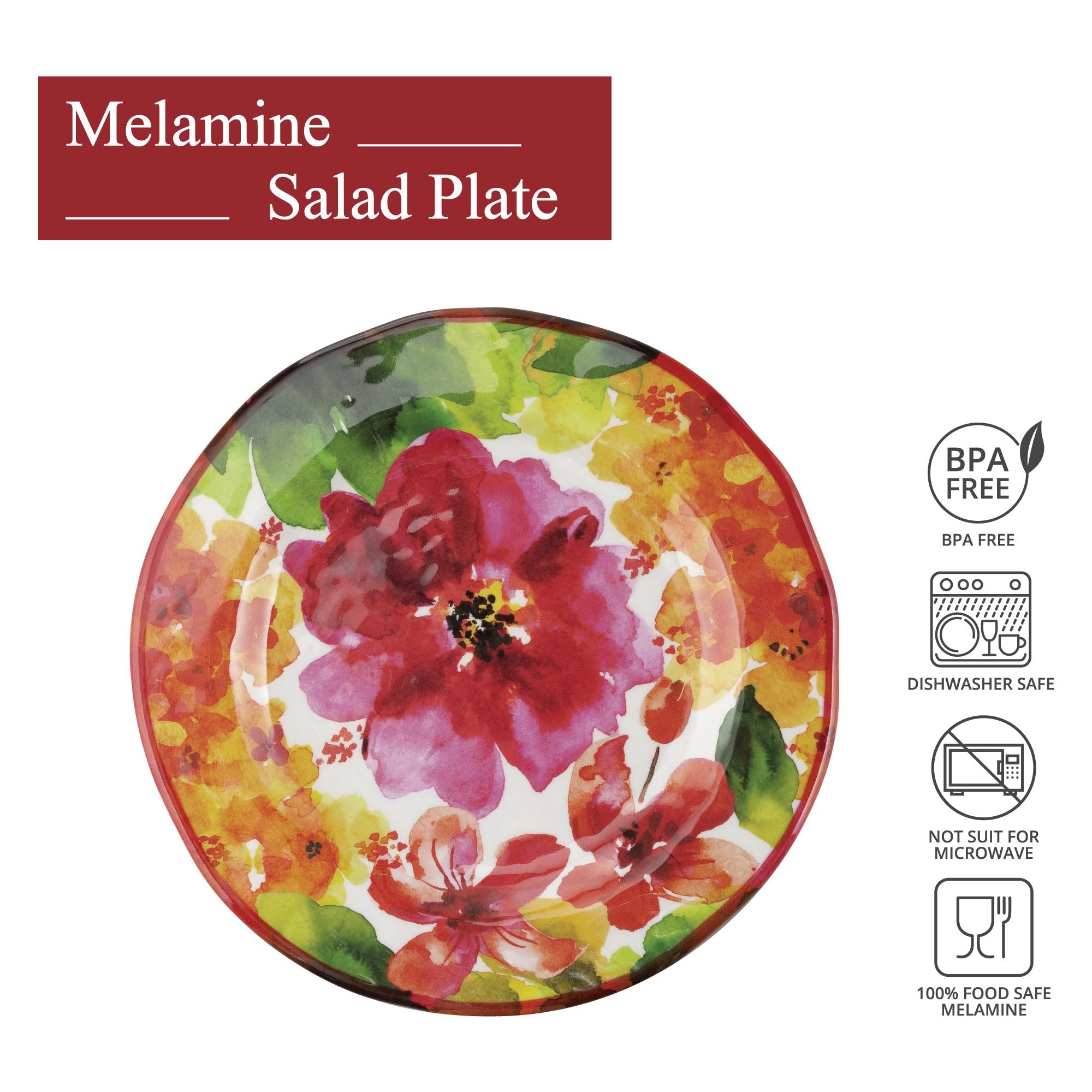 UPware 6 piatti da portata in melamina resistente e resistente, 22,5 cm, colore: Rosa