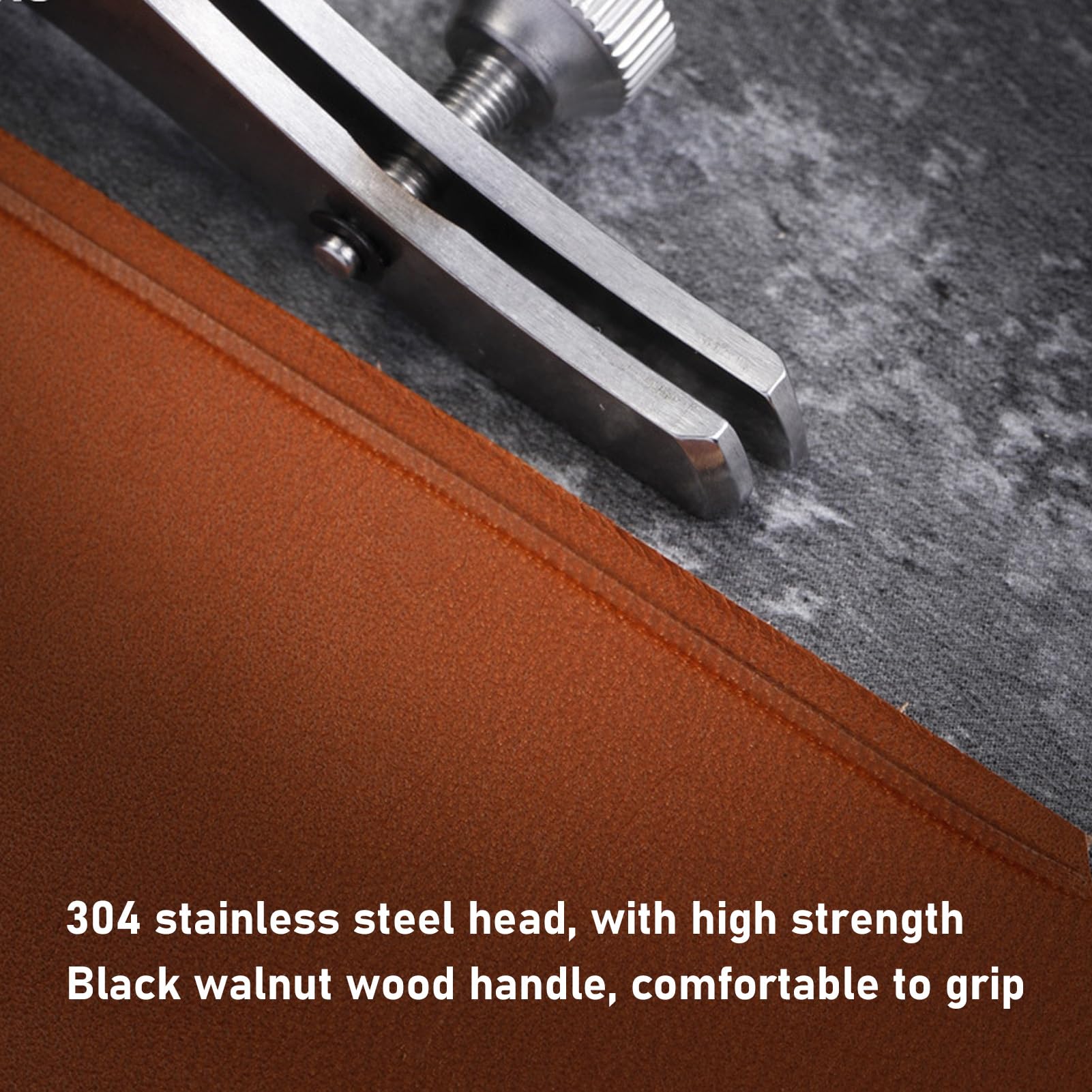 Creaser para bordes de cuero, herramienta de doblado de bordes de cuero, herramienta de costura de cuero de alta calidad, acero inoxidable 304, con elegante mango de madera, ideal para