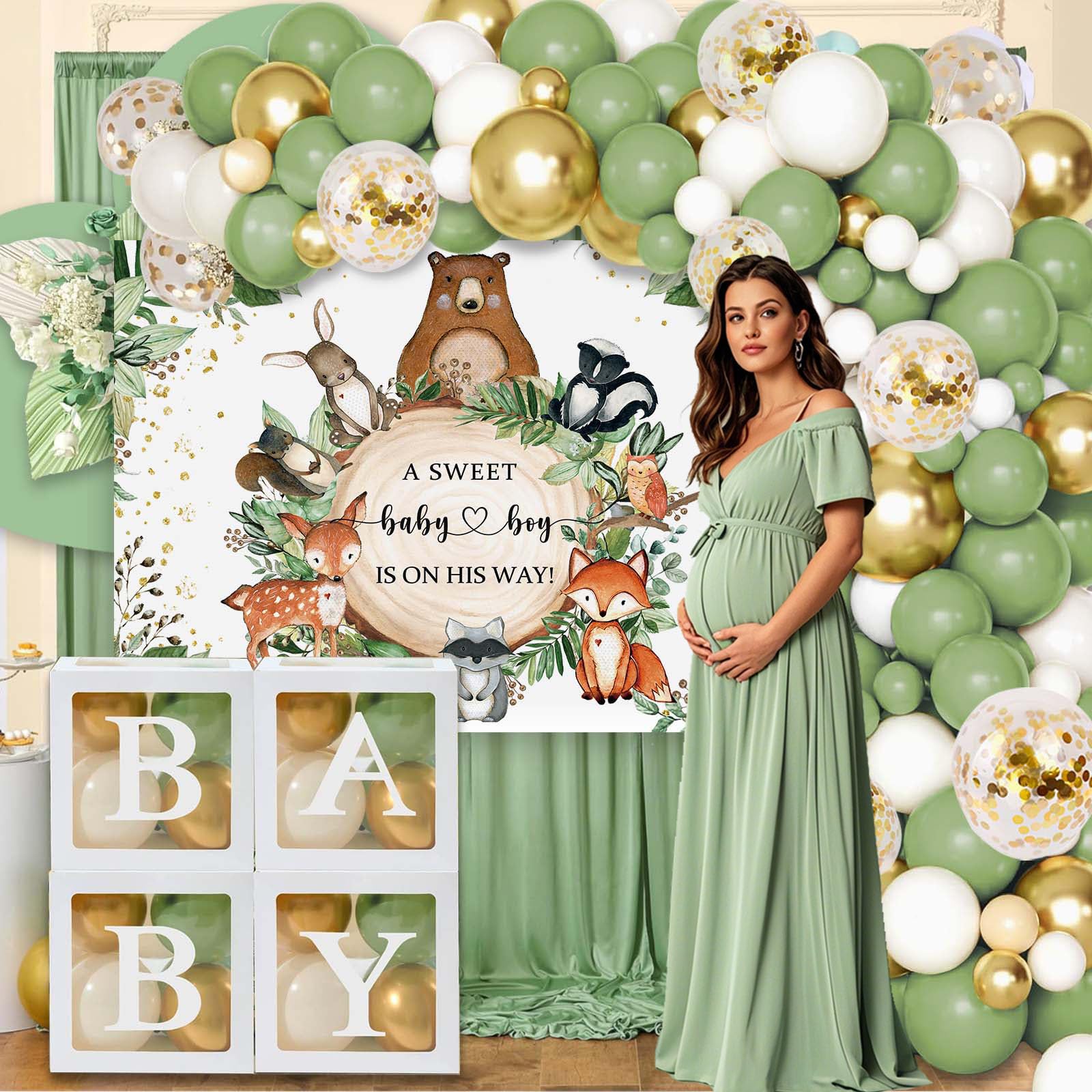 Decoraciones para baby shower de animales del bosque
