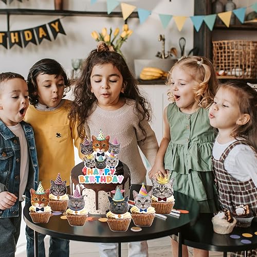 Miniatura 4 de 25 piezas de suministros de fiesta de gato, decoración de cumpleaños de gatos para niños, regalos de fiesta de cumpleaños, suministros de decoración