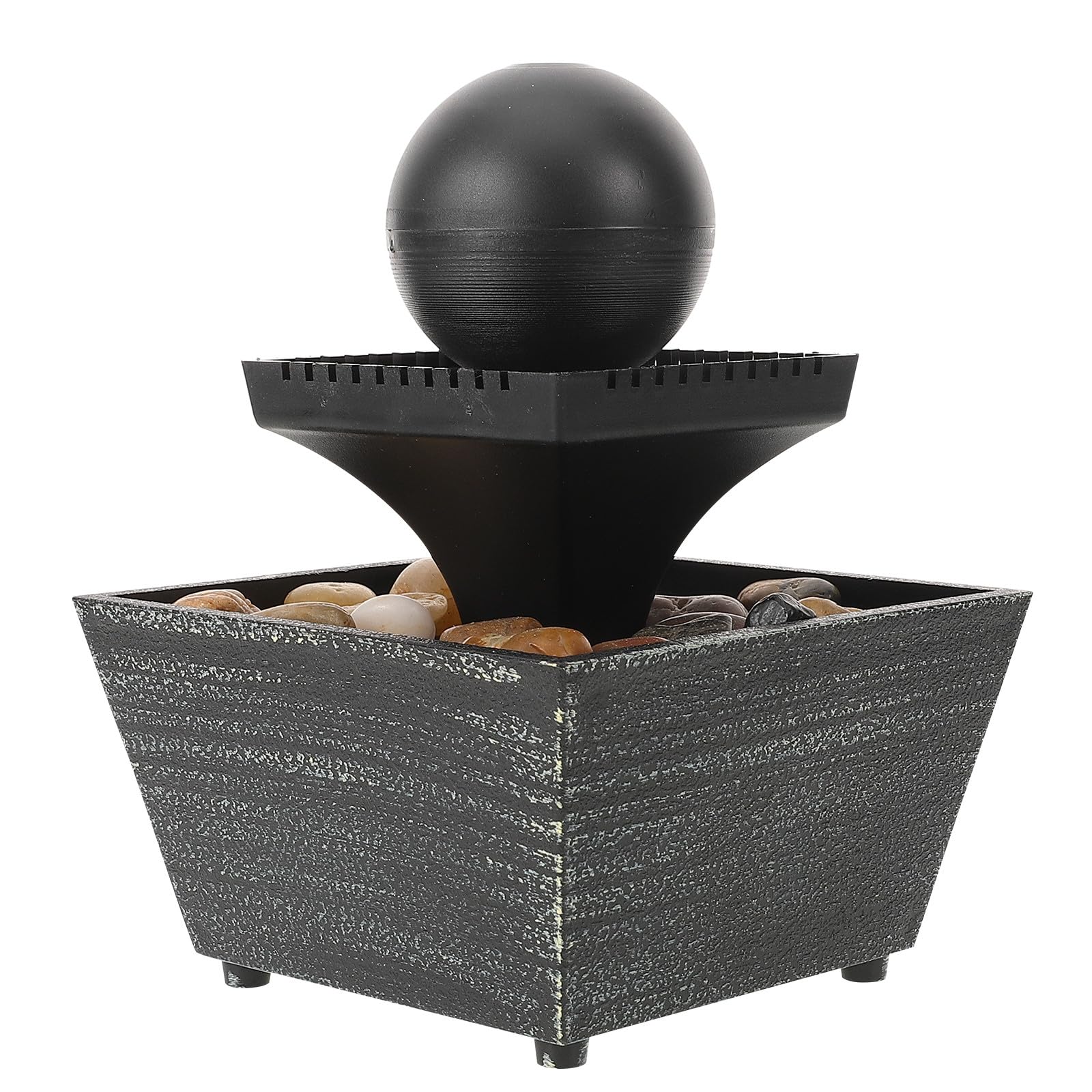 Fuente de mesa de interior estilo chino con pack doble de resina negra para ambiente zen