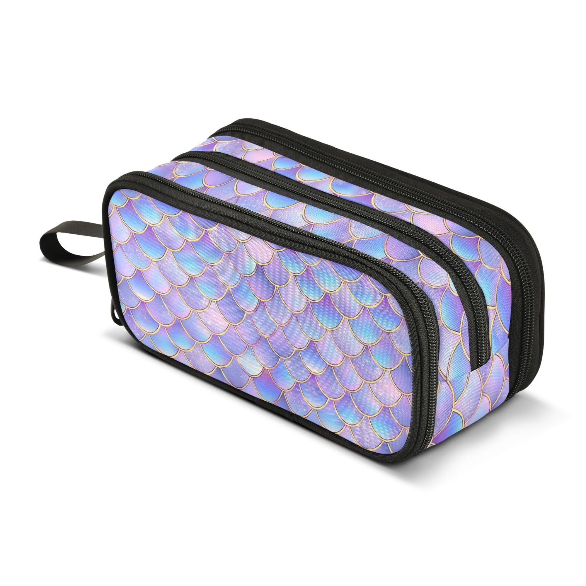 Large Pencil Case, Big Capacity Pencil Bag Pen Pouch Holder 3 Compartments, Mermaid Scale School Office Supplies Stationery Makeup Bag Storage Organizer for Students Girls Boys Women Men โ image 1