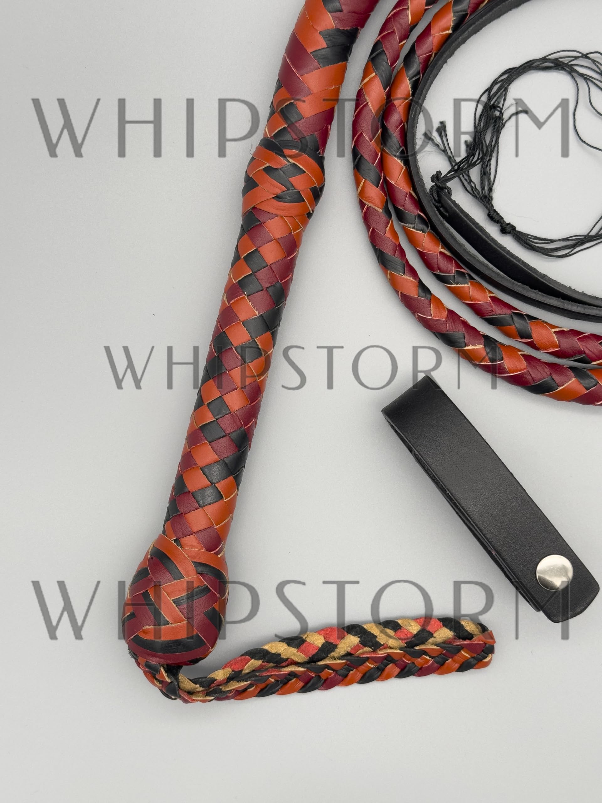 Generisch Echte Bullenlederpeitsche Bullwhip Mehrfarbig in 3FT bis 8FT, handgemacht mit 12 Stränge (4FT ~ 122cm)