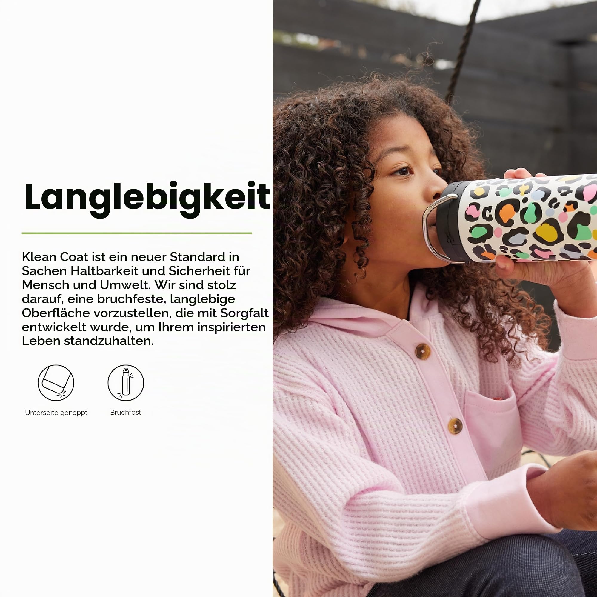 Klean Kanteen TKWide Uni 300 ml (mit Twist-Deckel), Leopardenmuster, Weiß