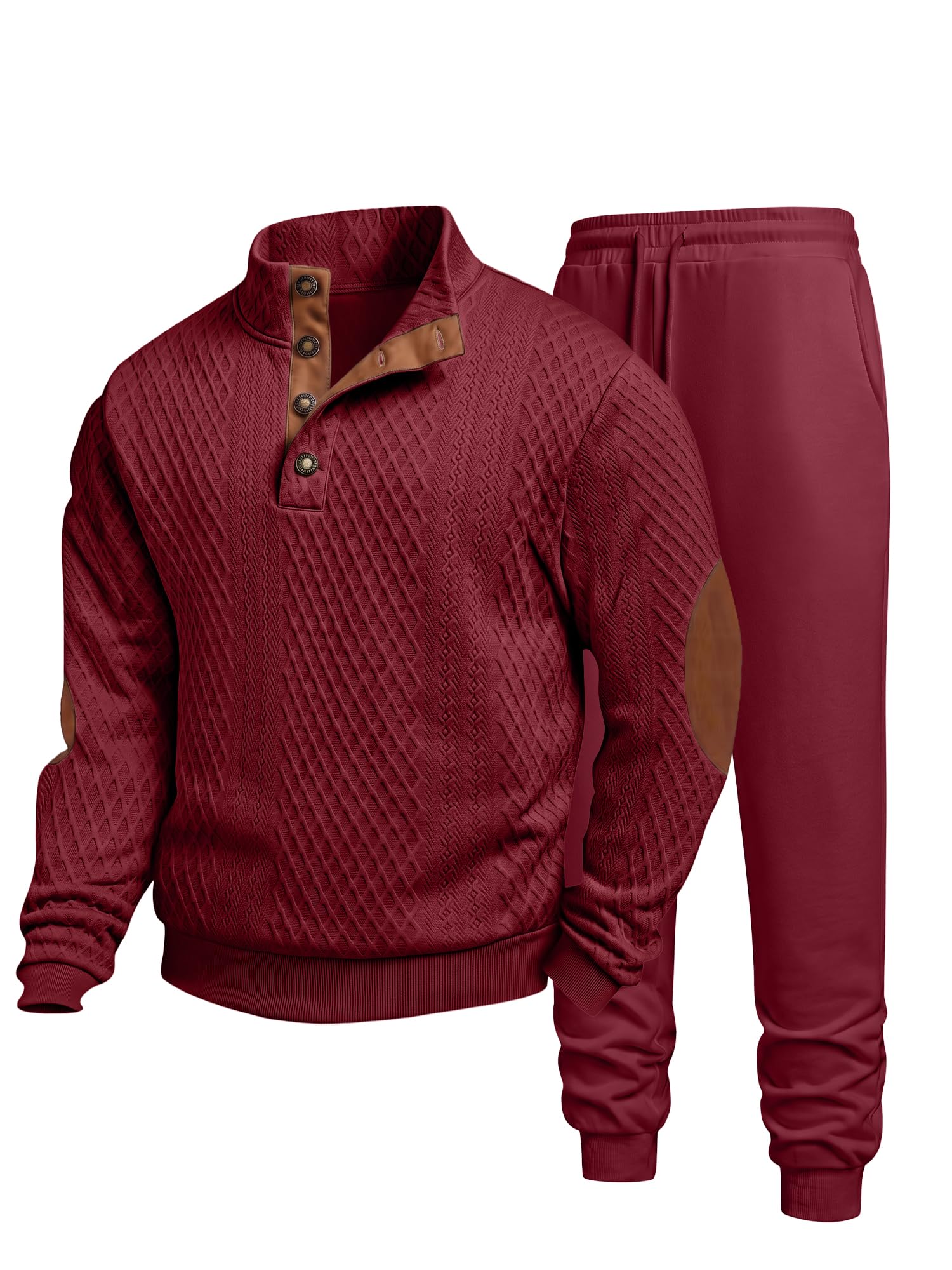 JMIERR Jogginganzug Herren mit 1/4-Knöpfe Zopfmuster | 2-teiliger Tracksuit,Sportanzug,Trainingsanzug Herren Set,pullover mit Jogginghose,freizeit,Streatwear,outdoor