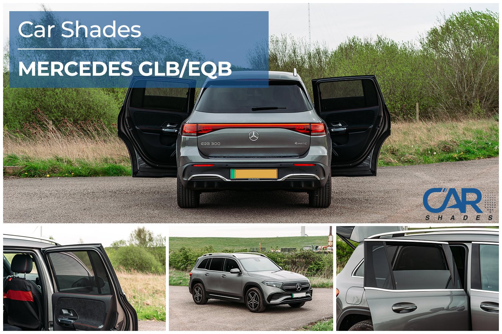 CAR SHADES Set (Porte Laterali Posteriori) Compatibile con Mercedes GLB (X247) 2019- & EQB (X243) 2021- (2-Parti) Tendine Parasole su Misura