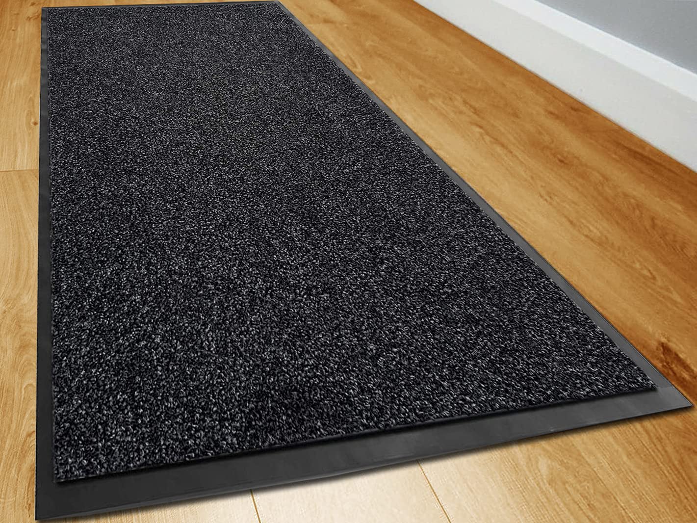 TrendMakers Dirt Stopper Carpet Runner 50cm x 80cm ANTHRACITE MIX Rugs Barrier Mat Doormat Non-Slip Rubber Back For Home Hallway Office Kitchen Entrance Door Mats || POLYESTER PILE