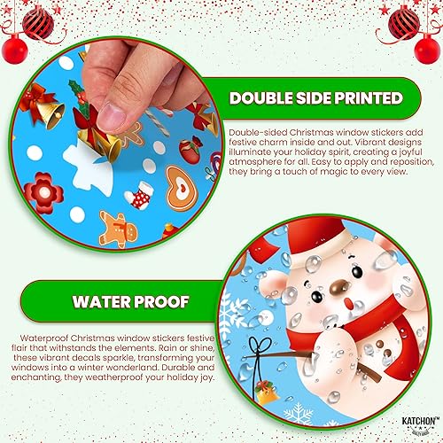 Miniatura 5 de KatchOn Adhesivos de Navidad para ventana, 242 piezas, calcomanías de vidrio para ventanas, decoraciones navideñas, adhesivos de invierno para