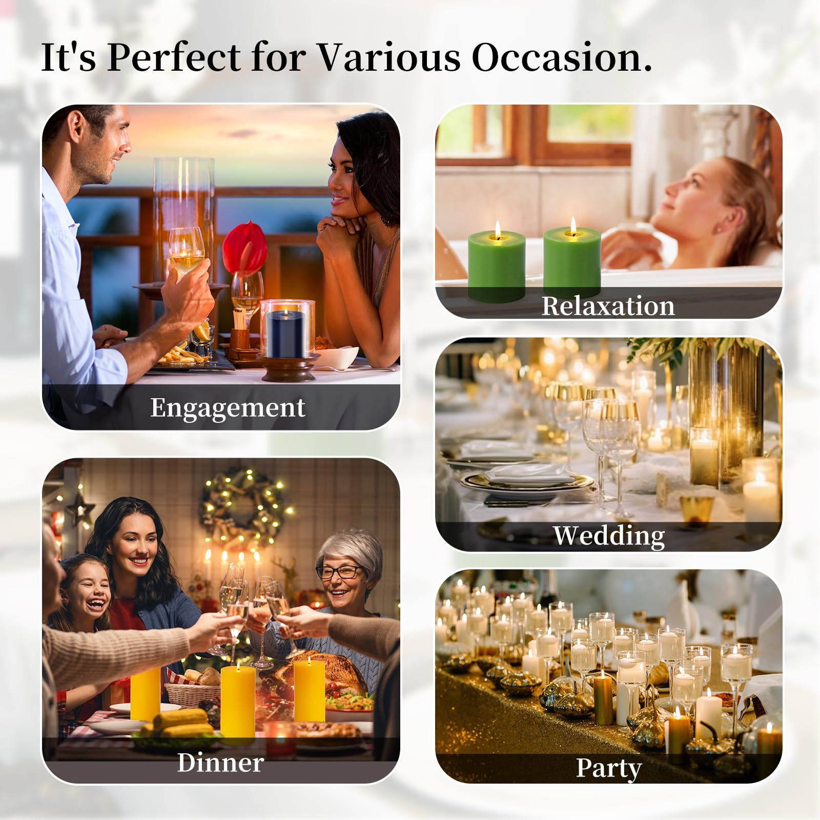KAMMAK - Juego de 10 velas de pilar blancas de 2 x 4 pulgadas, velas sin perfume a granel, velas de combustión de 20 horas, sin humo y sin goteo para bodas, decoración del hogar, fiestas, spas, cenas