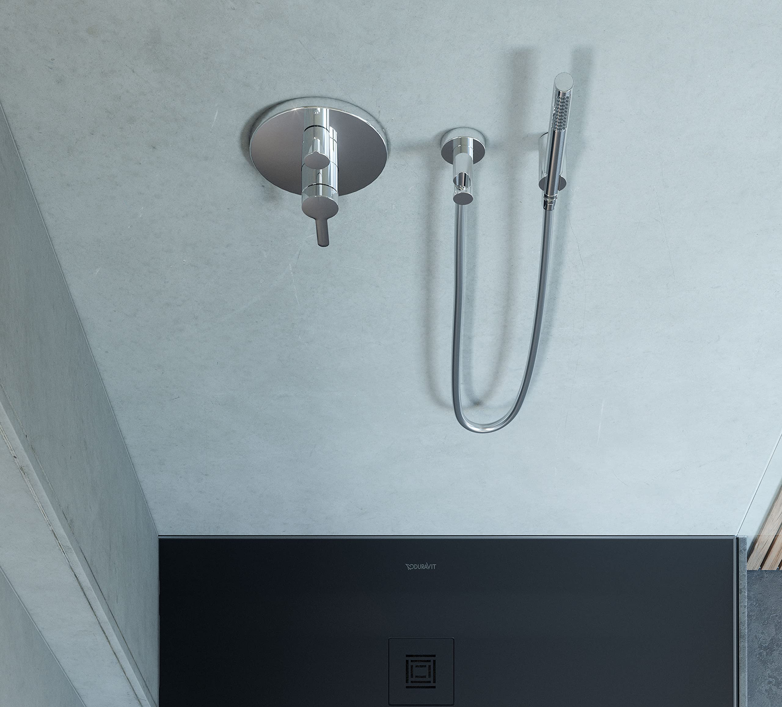 Duravit Universal Doccia a mano, Doccetta stick con getto Rain, Manopola doccia quadrata, Doccetta con ugelli in silicone facili da pulire, nero opaco