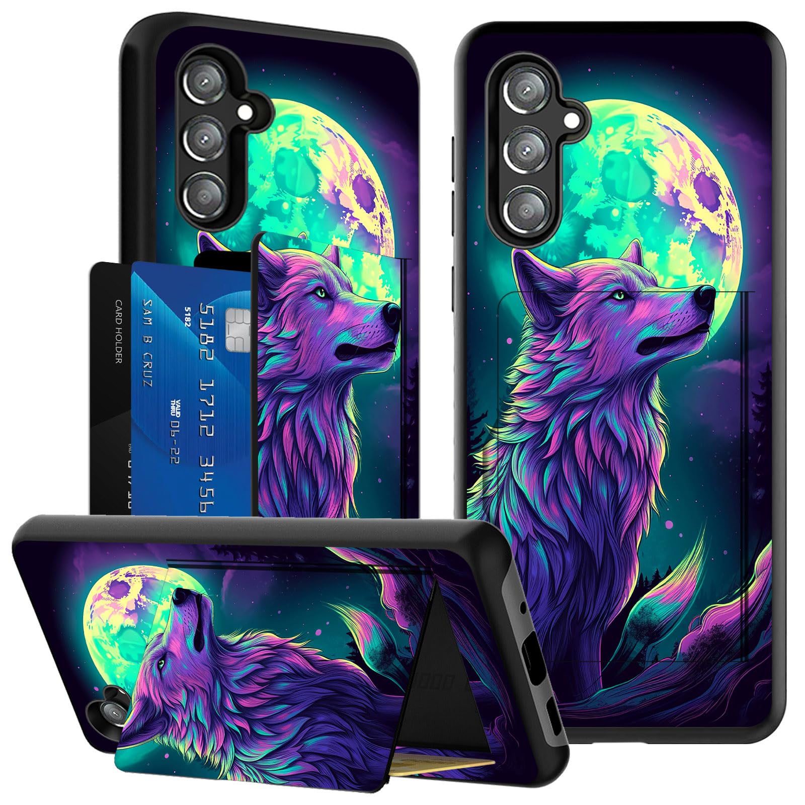 ACWDMKH for Samsung Galaxy A35 5G Case/A55 5G Case Wallet with Card Holder & Kickstand,Dual Layer Hybrid Soft TPU Hard PC Shockproof Flip Protective