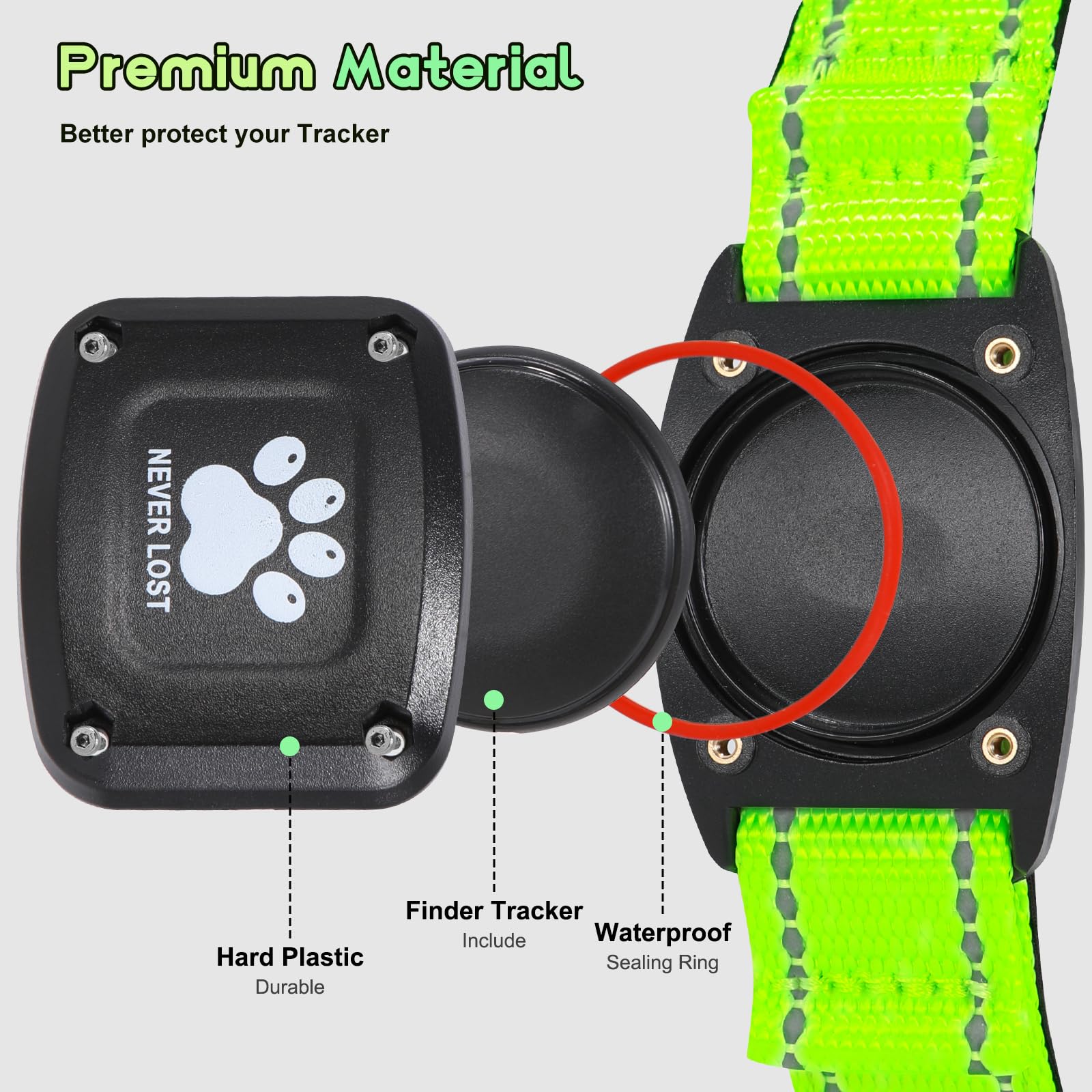 Myiwb GPS Dog Collar Tracker 2-in-1,Reflective Waterproof Pet Collar,iOS-Only,No Monthly Fees,Unlimited Range,Ideal for Dog Tracking pet Tracker,for Small Dogs(S (12.6"-16.5" Width:0.78"), Green) - image 6