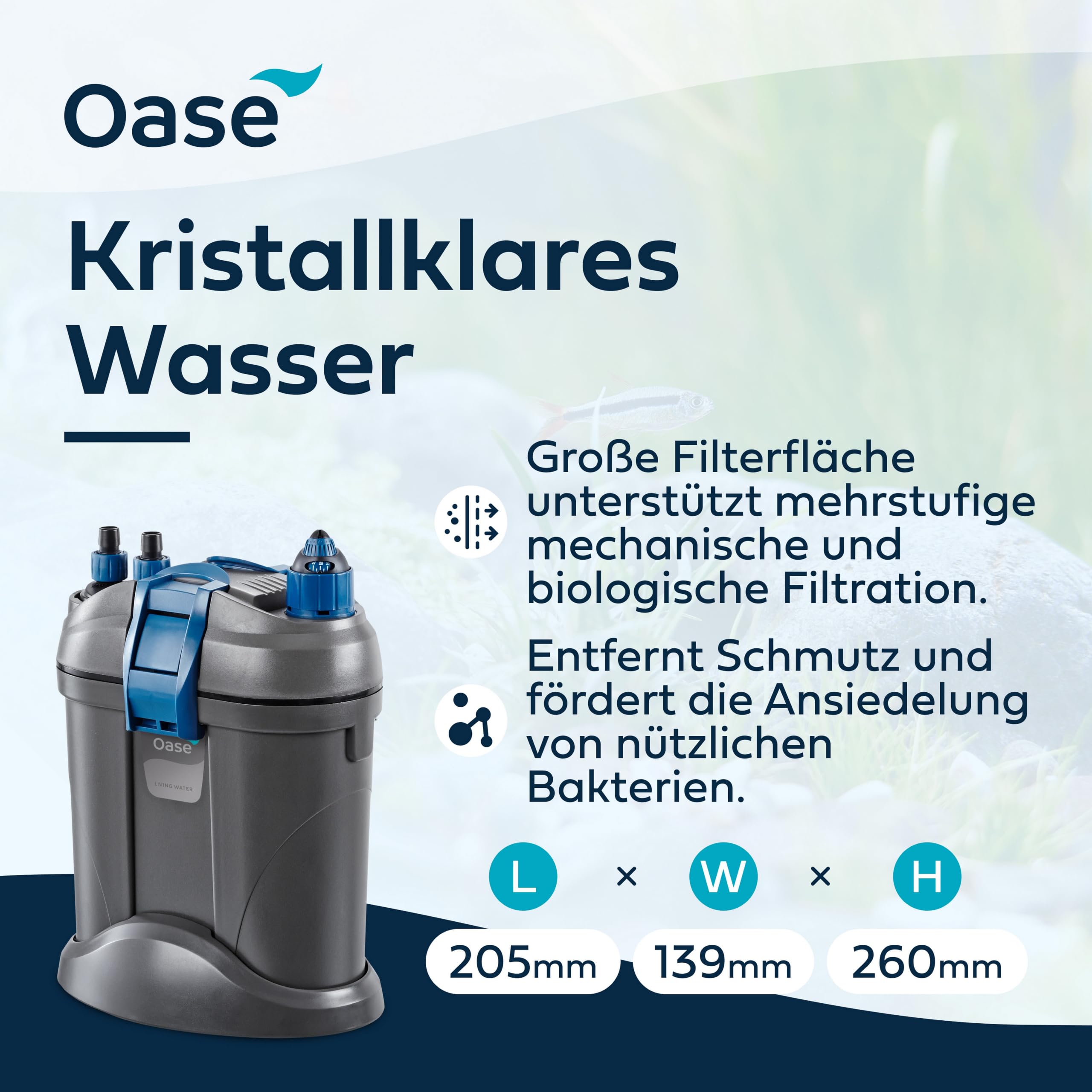 OASE 42667 FiltoSmart Thermo 100, Aquarium Außenfilter mit Heizer 100 W, für Süß- und Meerwasser, bis 100 L