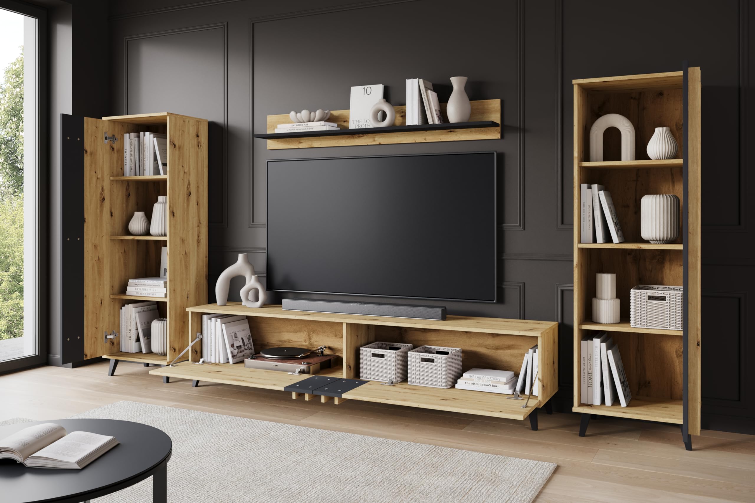 Wohnzimmermöbel-Set Helsinki I, Möbel-Set, Wohnzimmer, TV-Möbel, Eiche Artisan