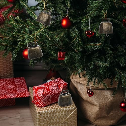 Miniatura 7 de Coloch Paquete de 20 campanas de vaca de cobre pastoreando, campanas de metal contra la pérdida, campanas de bronce ruidosas, pequeñas campanas de