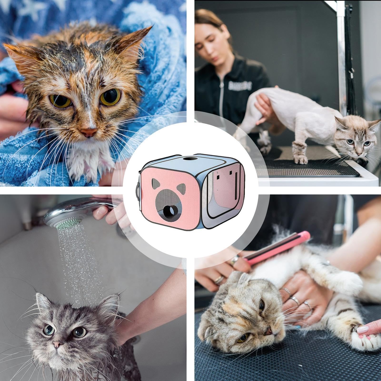 Boîte de séchage pour Animaux de Compagnie, séchoir de toilettage pour Chiens, boîte sèche Pliable Portable pour Chiens et Chats, boîte de séchage Anti-Poils Volants pour Chats