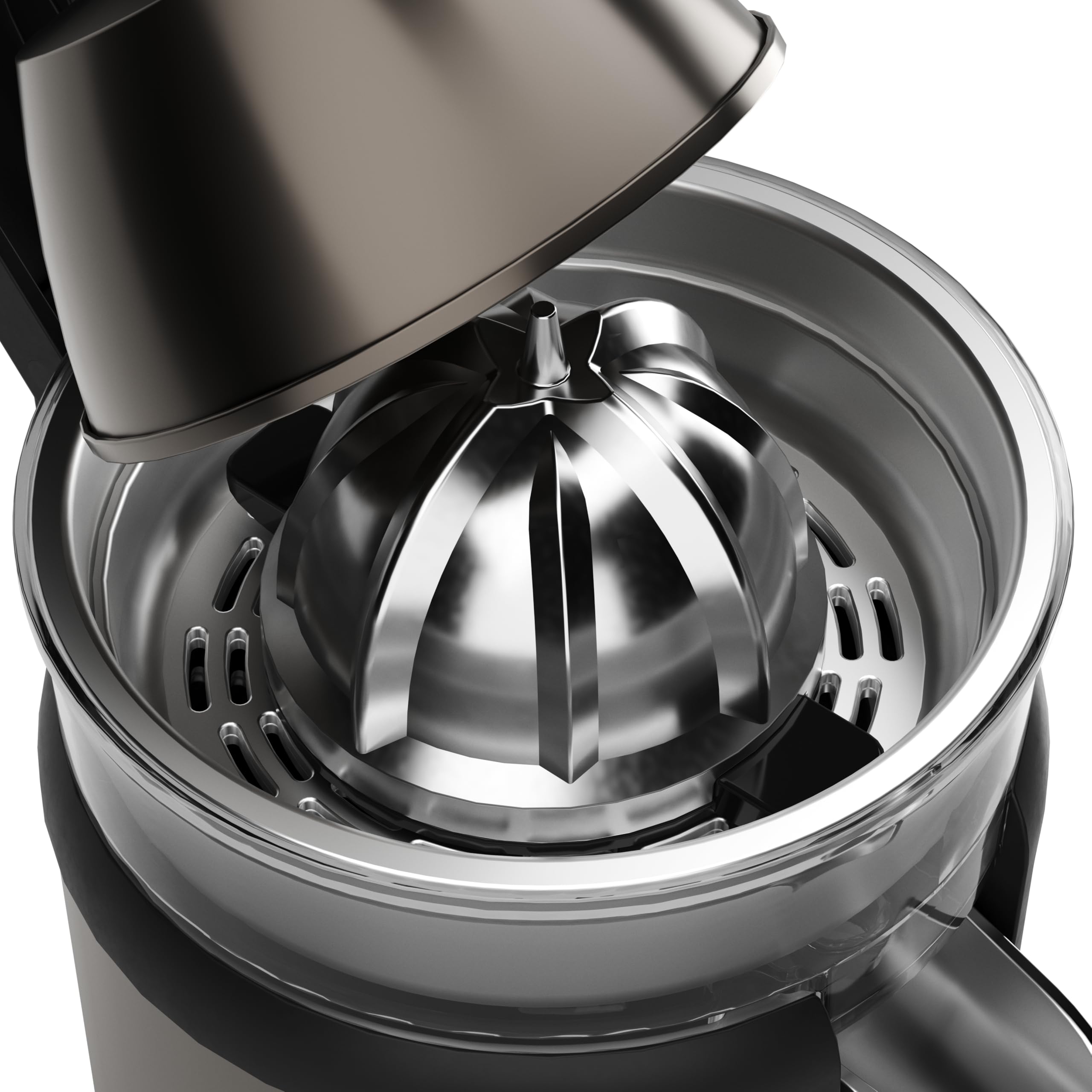 AIWA KORYU AJC-5000 – Exprimidor de palanca 120W, cuerpo y filtro de acero inoxidable, sin BPA, sistema antigoteo, base antideslizante, diseño compacto. Color: Acero Inox