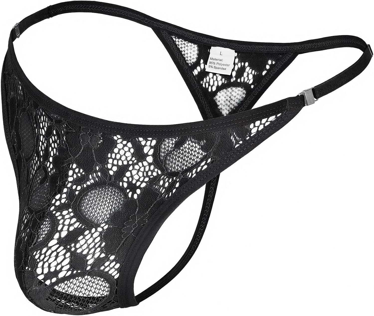 Mens Lace Thong Sexy Low Rise T-back G-string with Adjustable Stretch Waistband Comfortable Men's Thong Underwear