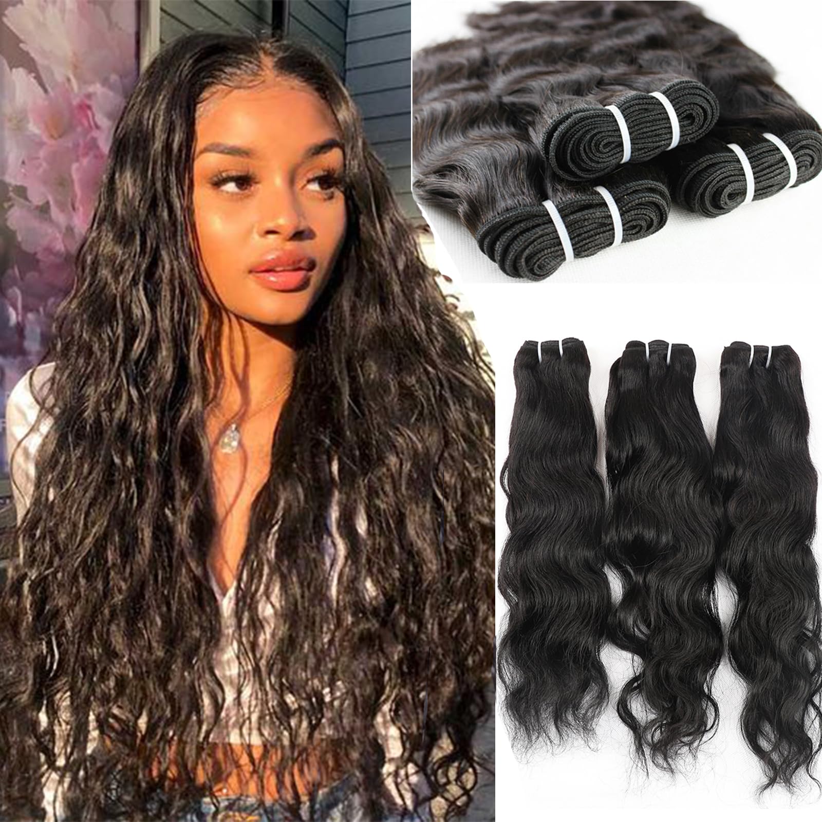 jun.natural-wave様確認用 Amazon.com : Natural Wave Bundles Human Hair 18 20 22 Inch