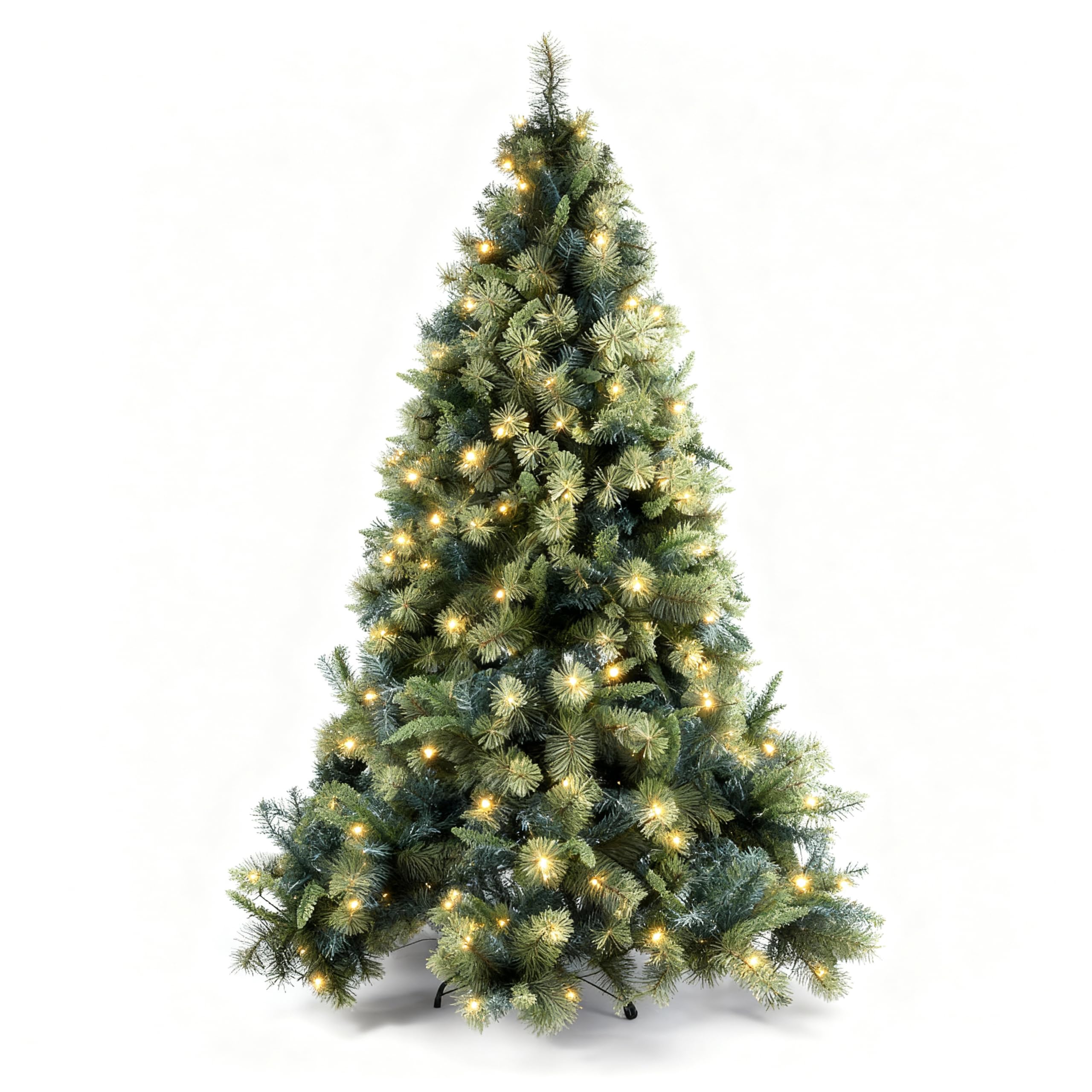 5Ft/1.5M Pre-Lit Kentucky Pine Luxurious Artificial Green Christmas Tree Bushy Xmas Holiday Home Decoration With Long life Energy Saving Warm White LED Lights Last Up To 50,000 hrs