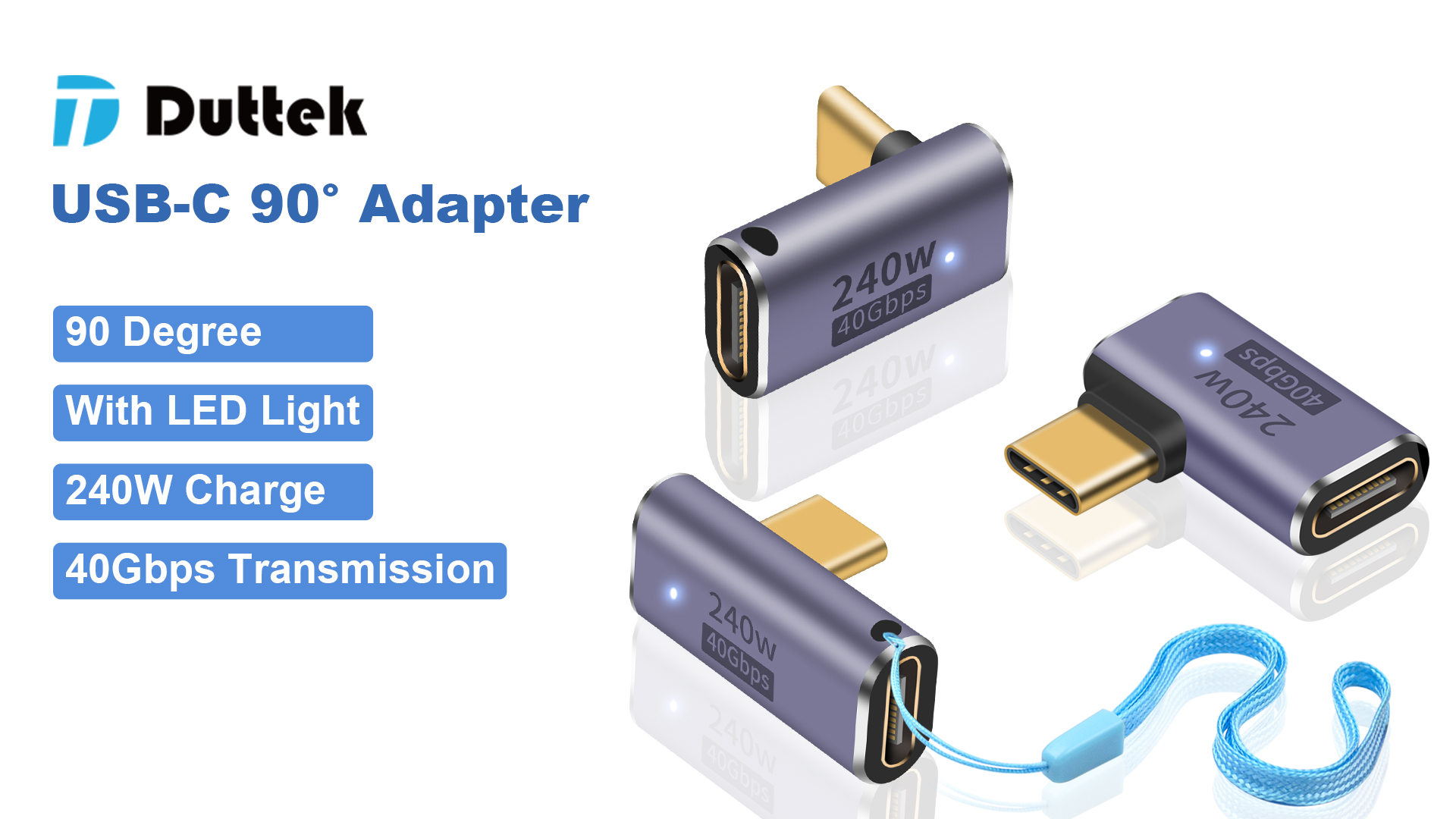 Lot De 2 Adaptateurs USB C Magnétiques 240W - Compatible Thunderbolt 3/4, Transfert 40Gbps, Vidéo 8K
