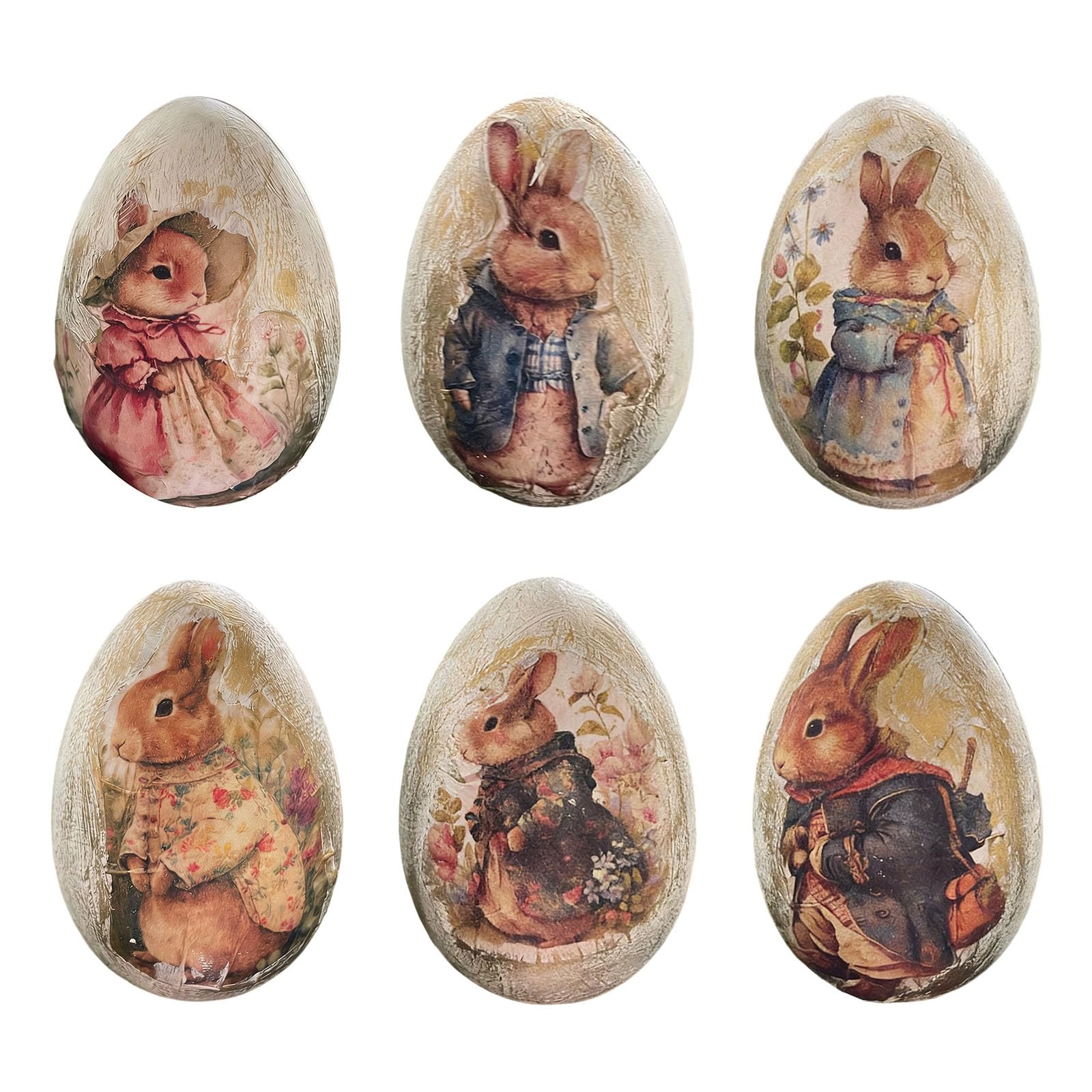 Osniyaw Set Of 6 Colourful Easter Egg Decorations With Rabbit Figures, Ideal For Home And Garden Festivities, Party Supplies, Conies Theme, Secret Features