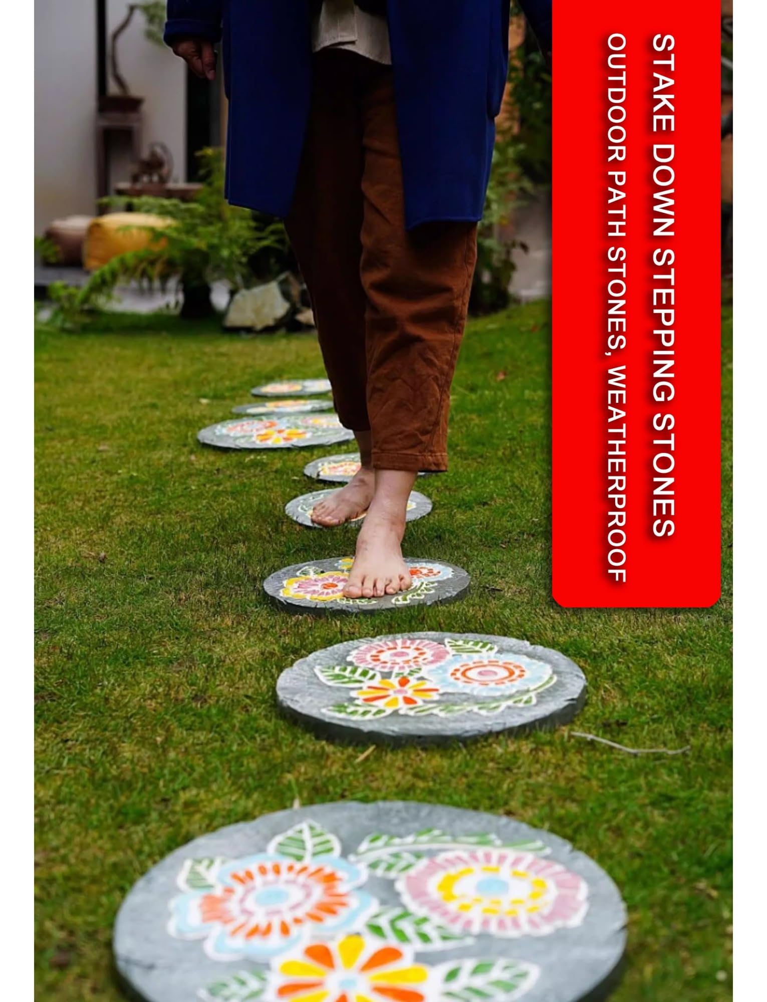 Dalles de Jardin Décoratives à Installation Rapide Pas Japonais Robustes pour Allée Extérieure Revêtement de Sol de Jardin Résistant au Gel(Gray-29 cm)