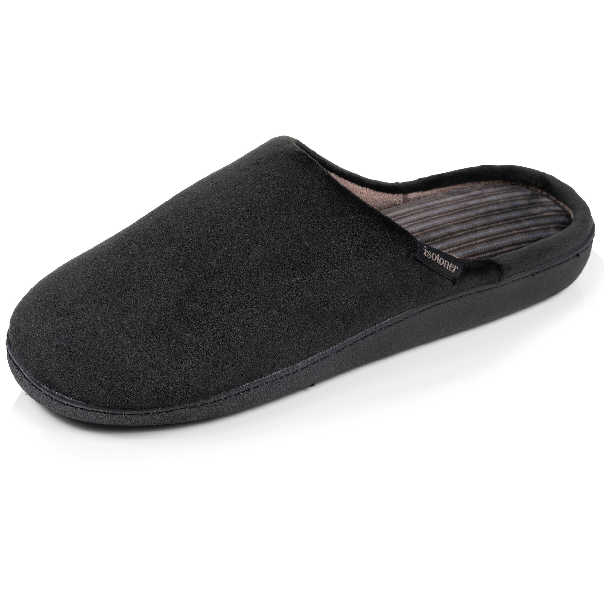 Isotoner Chaussons pantoufles Mules homme velours ultra doux, semelle ergonomique soutien plantaire, mousse à mémoire forme,