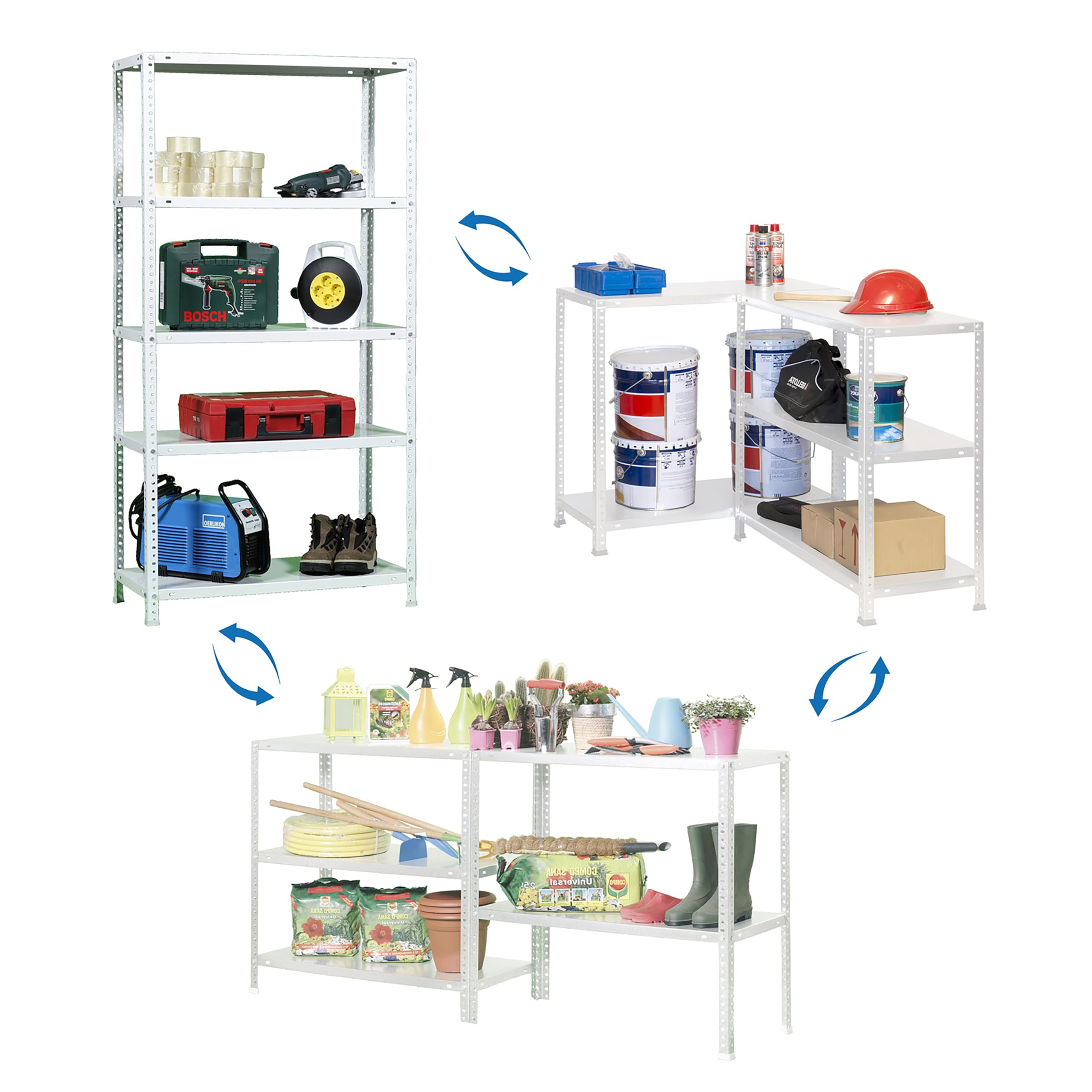 Simon Rack Étagère de Rangement et 6 Niveaux, 75 kg Capacité de Charge et Point de Flexion, 2000x900x300 mm, Métal, Étagère Garage, Blanc - Advantage
