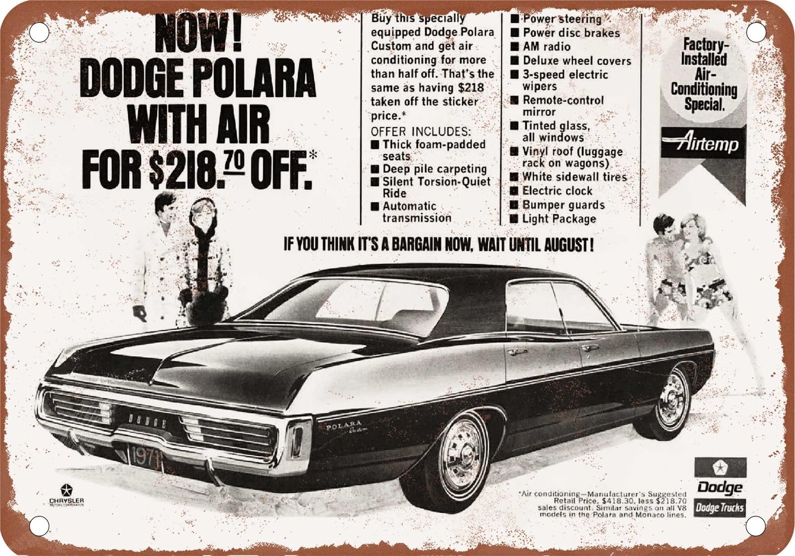 Miaomansenstore Metal Sign - 1971 Dodge Vintage Ad 01 - Old Retro Rusty Look Home Decor