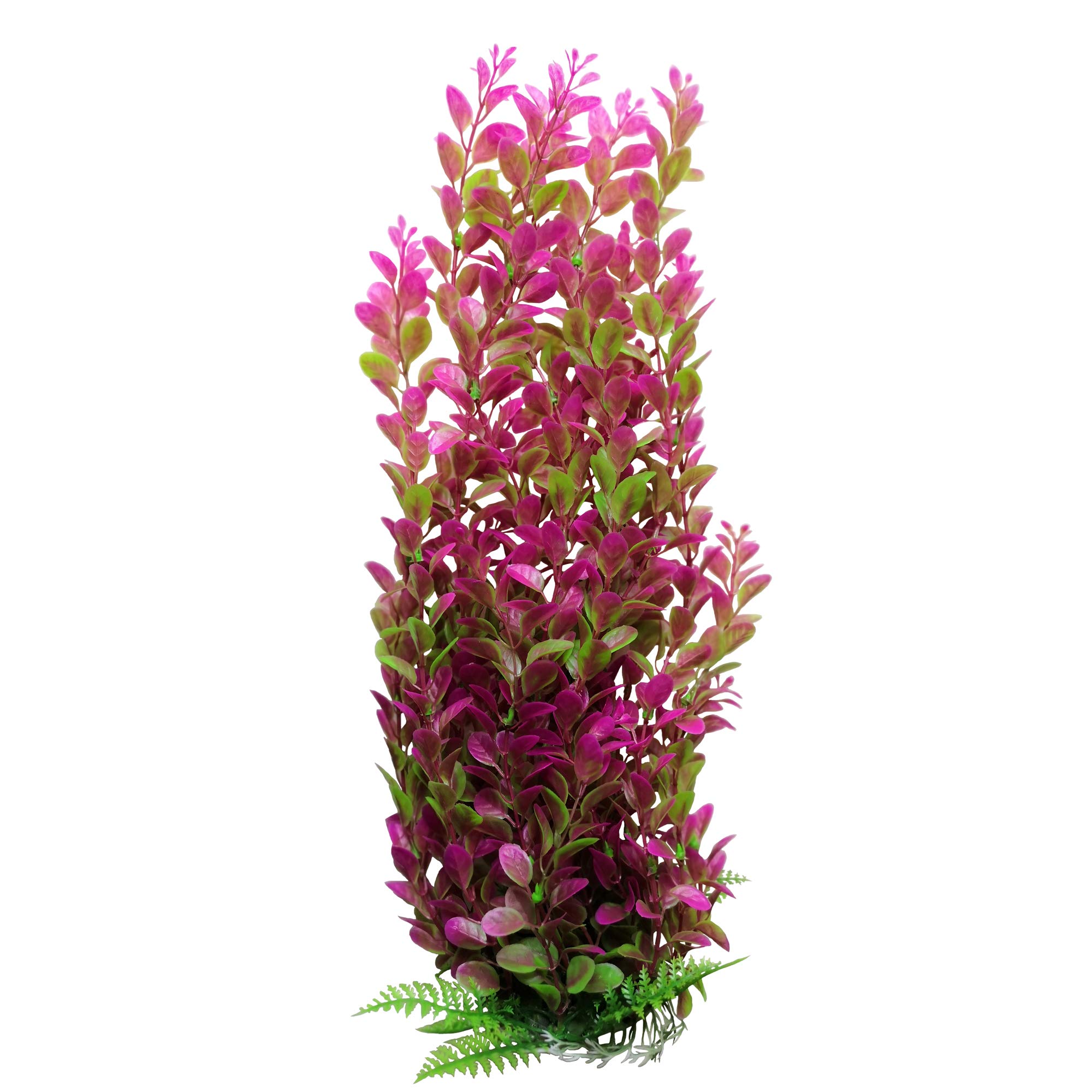 Awlstar Large Green Pink Leaves Realistic Artificial Aquarium Plants Fish Tank Plastic Plants 17 Inch Tall