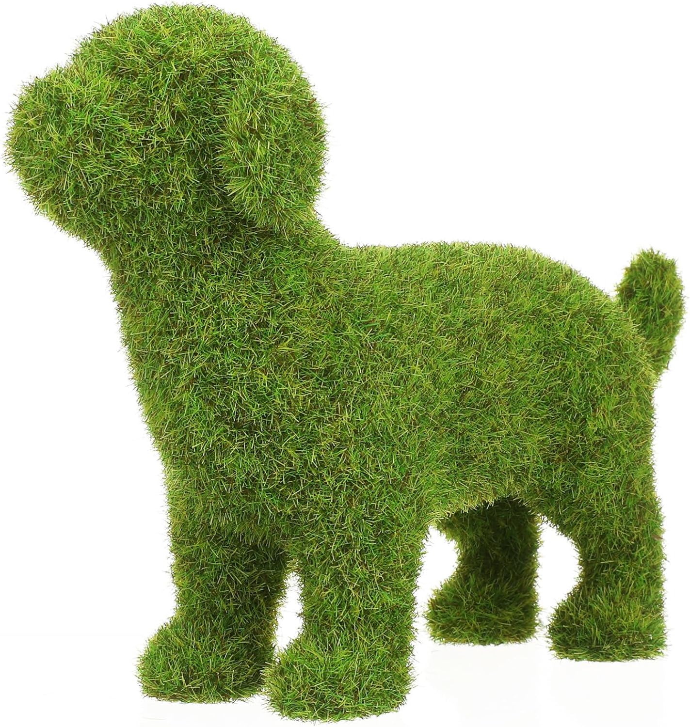 Veemoon Dog Topiary, Green Flocked Dog Figurine Artificial Grass Animal Decor Flocked Puppy Ornament Garden Decoration Animal Figurines Garden Art Decor Home, Balcony, Yard, Desktop