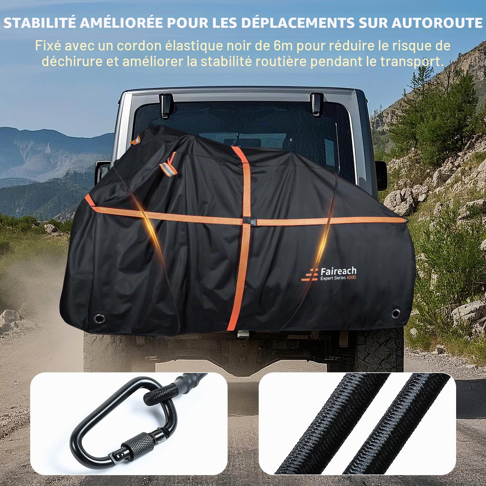 Housse de vélo robuste 800D pour le transport de 2 vélos, housse de vélo d'extérieur pour 2 vélos sur porte-vélos arrière, housse imperméable et coupe-vent pour vélo électrique avec sangles