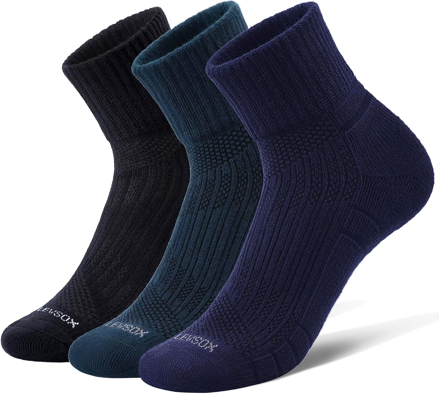 LEVSOX Compression Ankle Socks, Bamboo Viscose Quarter Anti Blister Cushioned Athletic Running Socks for Men Women, 3 Pairs