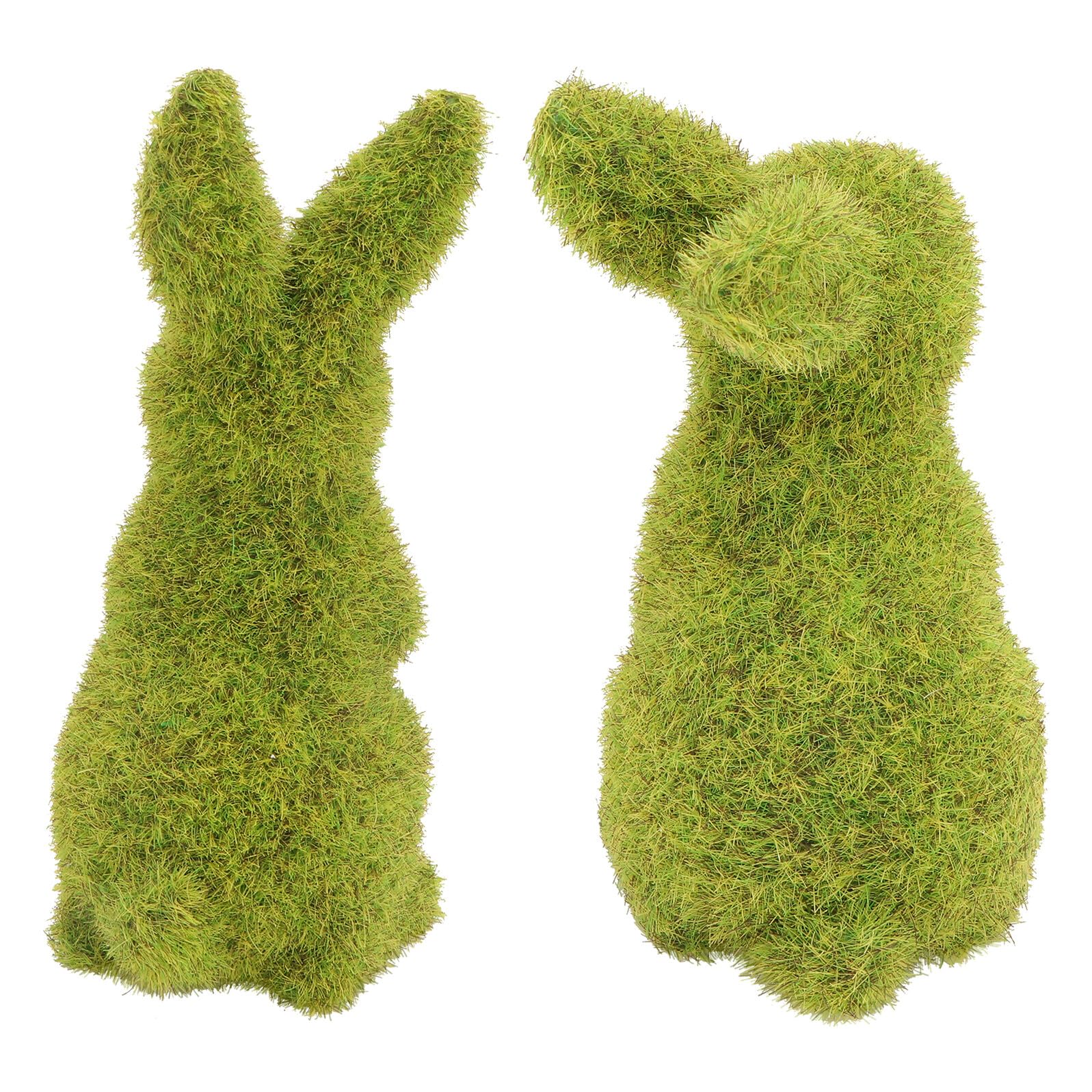 Housoutil 2 Piezas Adorno Conejo de Pascua Flockado Decoración Resina para Jardín y Hogar Figuras Sentado para Escenarios y Ventanas