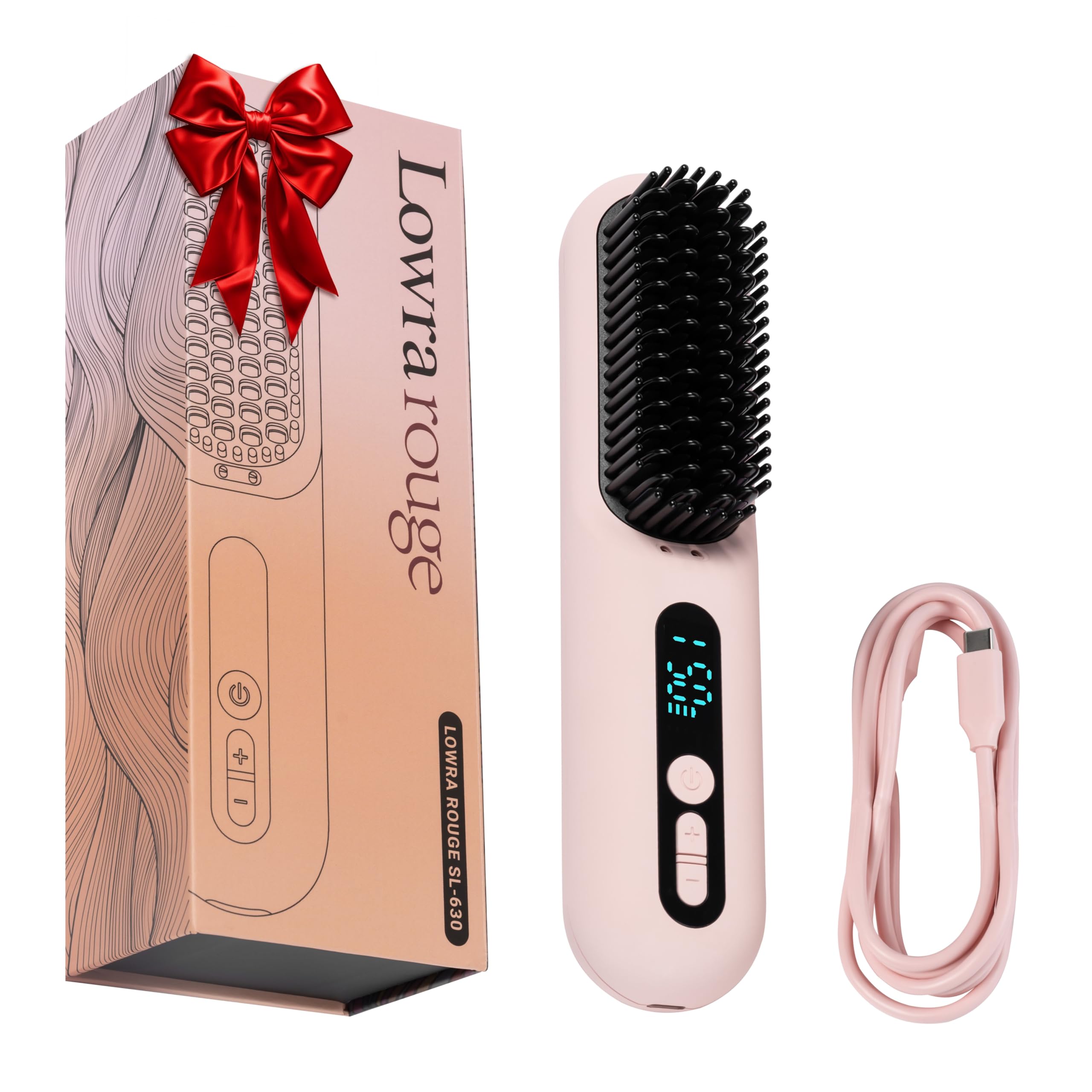 Amazon.com : LOWRA ROUGE Hair Straightener Brush, 2 in 1 Negative
