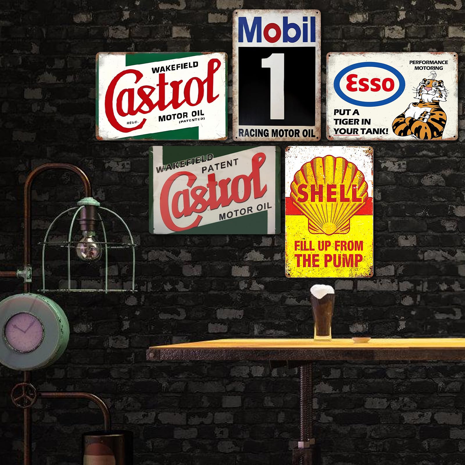 Targa In Metallo Regole Garage Stile Vintage Classico