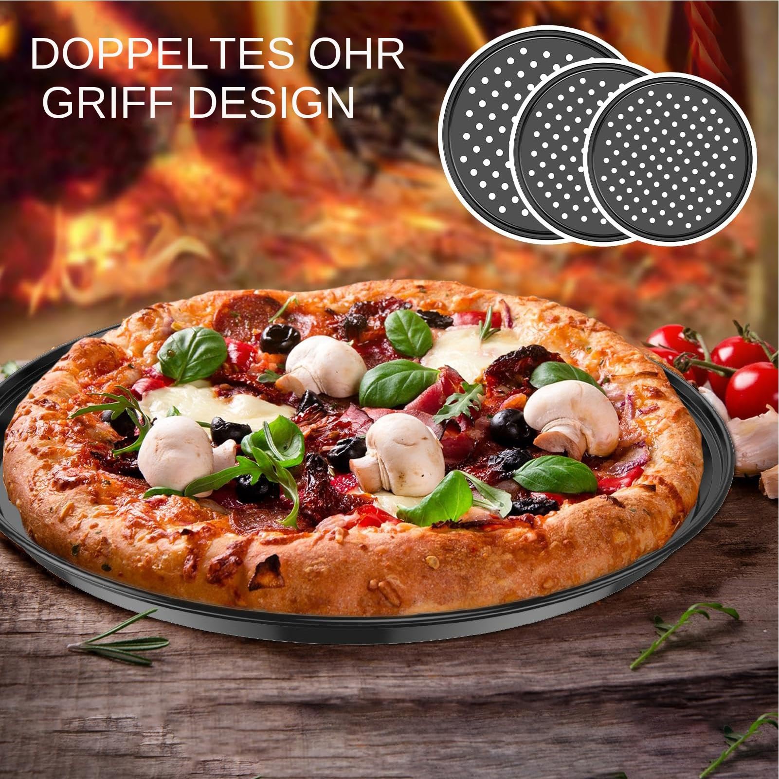 Teglia per Pizza Cucina Antiaderente Acciaio Al Carbonio