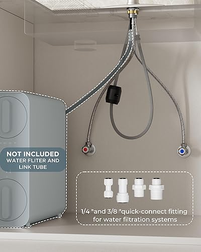 Vista 101 de FORIOUS - Grifo para fregadero de cocina Negro y dorado