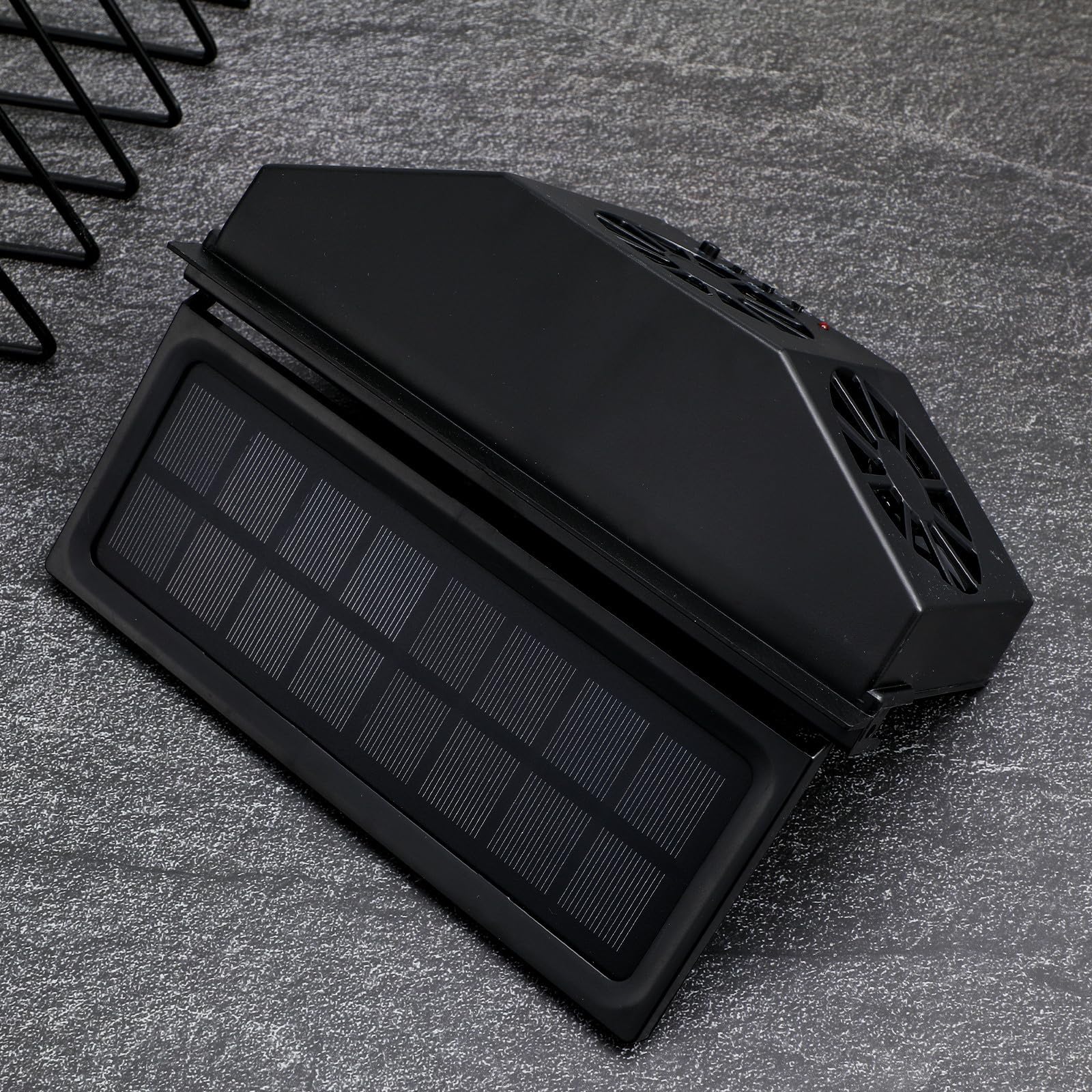 Ventilador Solar de Ventana para Coche Abs Negro Triple Diseño