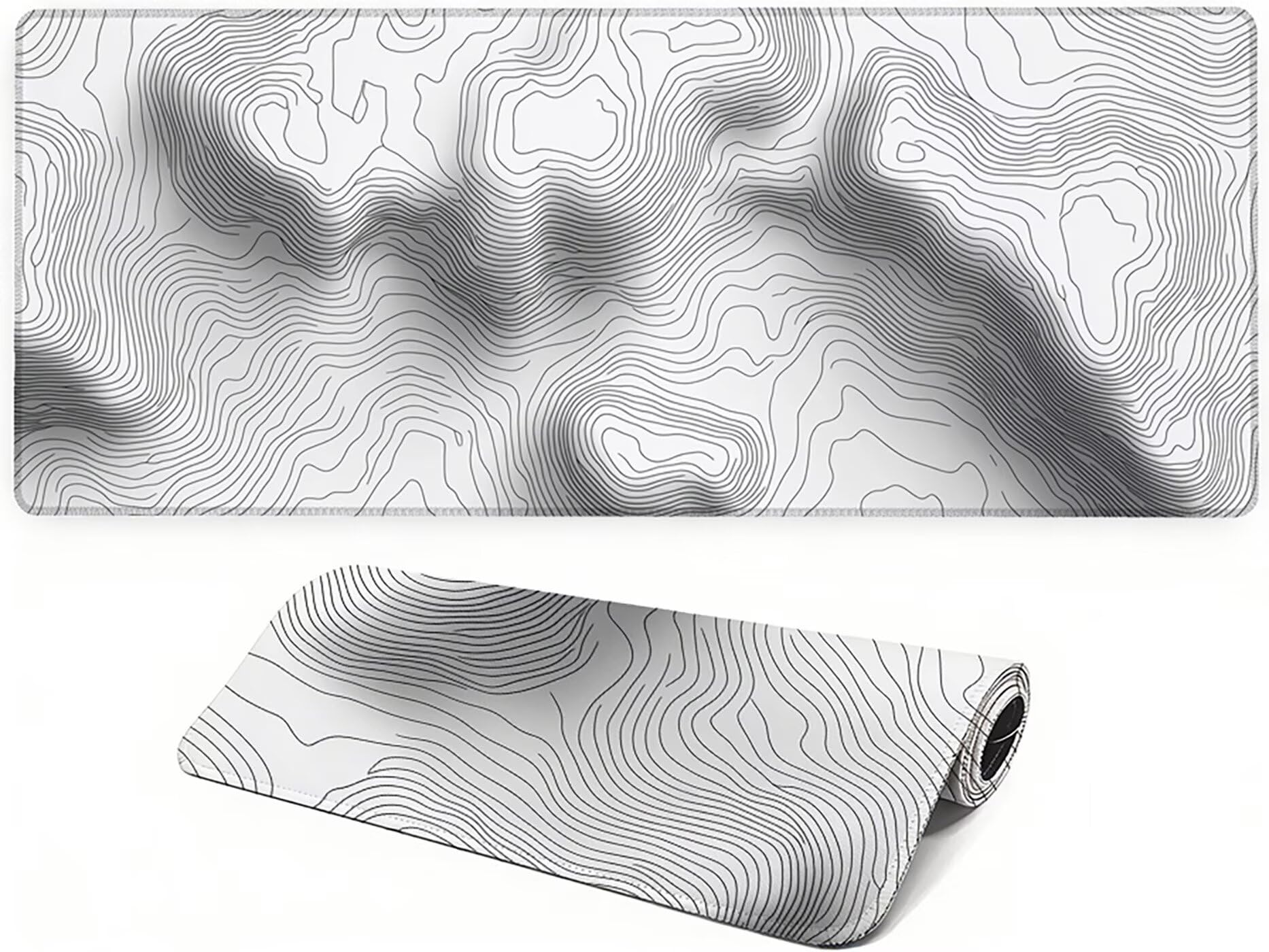 Lpfieonn Einfach Großes Schreibtischunterlage, XXL Schreibtischunterlagen, Weiß XXL Wasserdicht Gaming Mousepad mit Vernähter Rand und Rutschfeste Gummibasis, für Laptop/Hause/Büro 120x60cm PF-3881