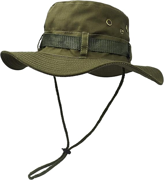 El sombrero de protección solar de ala ancha para exteriores es ideal para actividades al aire libre como pesca, caza y camping. Con barboquejo ajustable, ligero y cómodo, y fácil de transportar.