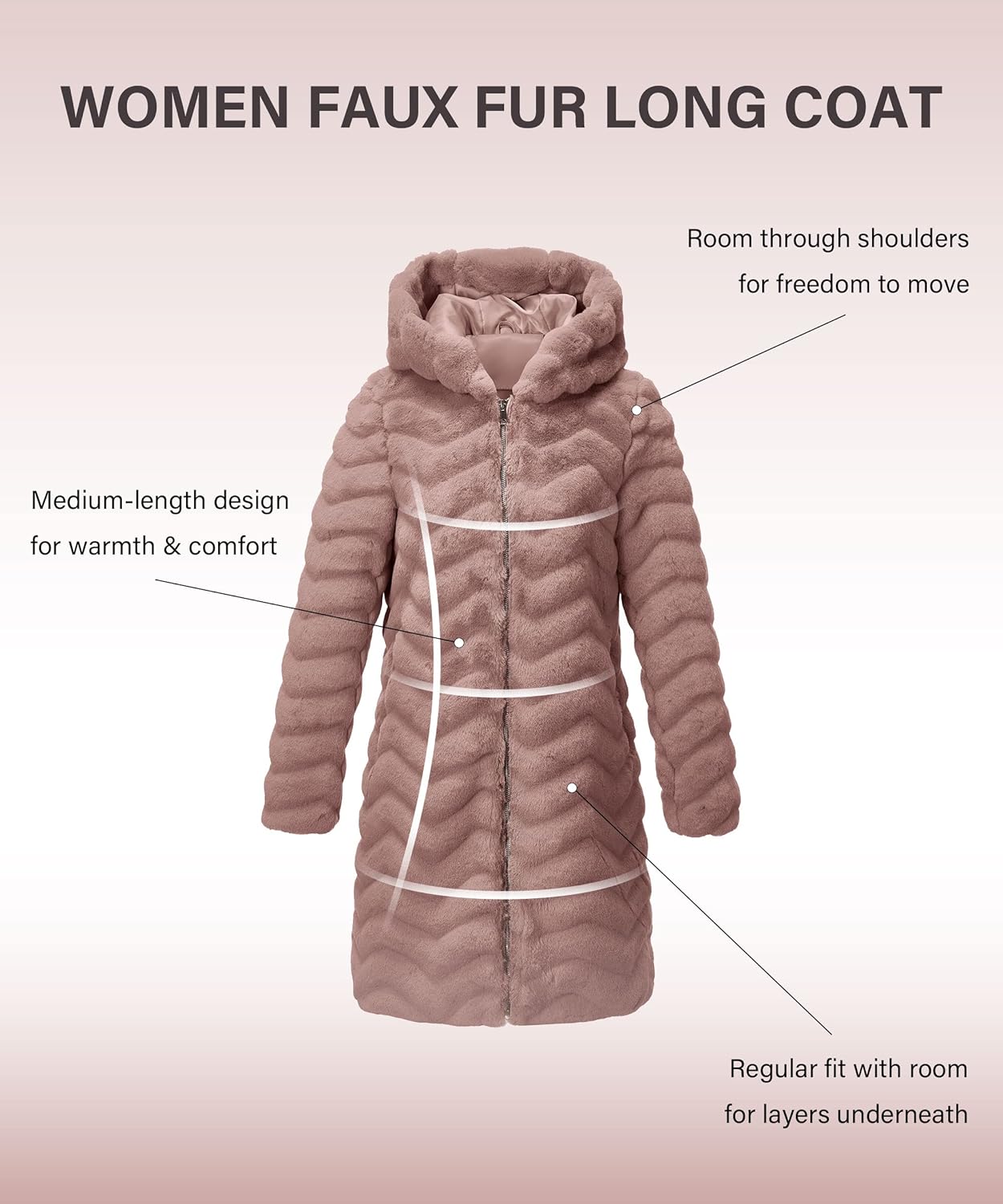 RISISSIDA Women Long Faux Fur Coat Fuzzy Jacket Hooded Winter Fall Warm Overcoat - Image 6