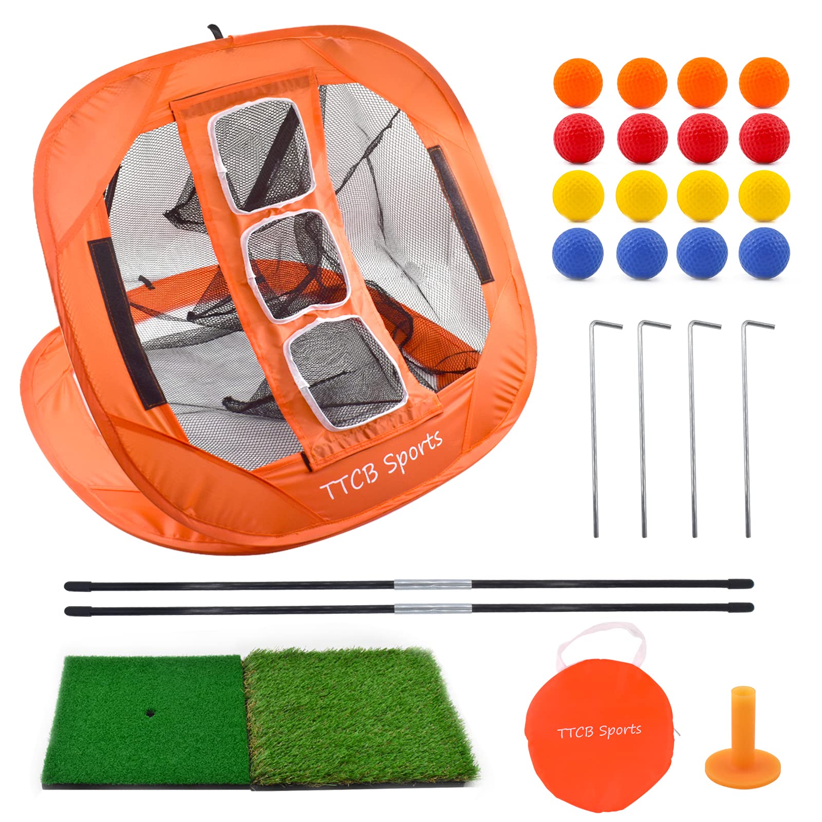 TTCB SportsPop Up Golf Chipping NetTarget Net Removable Golf Net, Indoor/Outdoor Golf Training Equipment, Golf Gifts for Men, Chip and Stick Golf Game