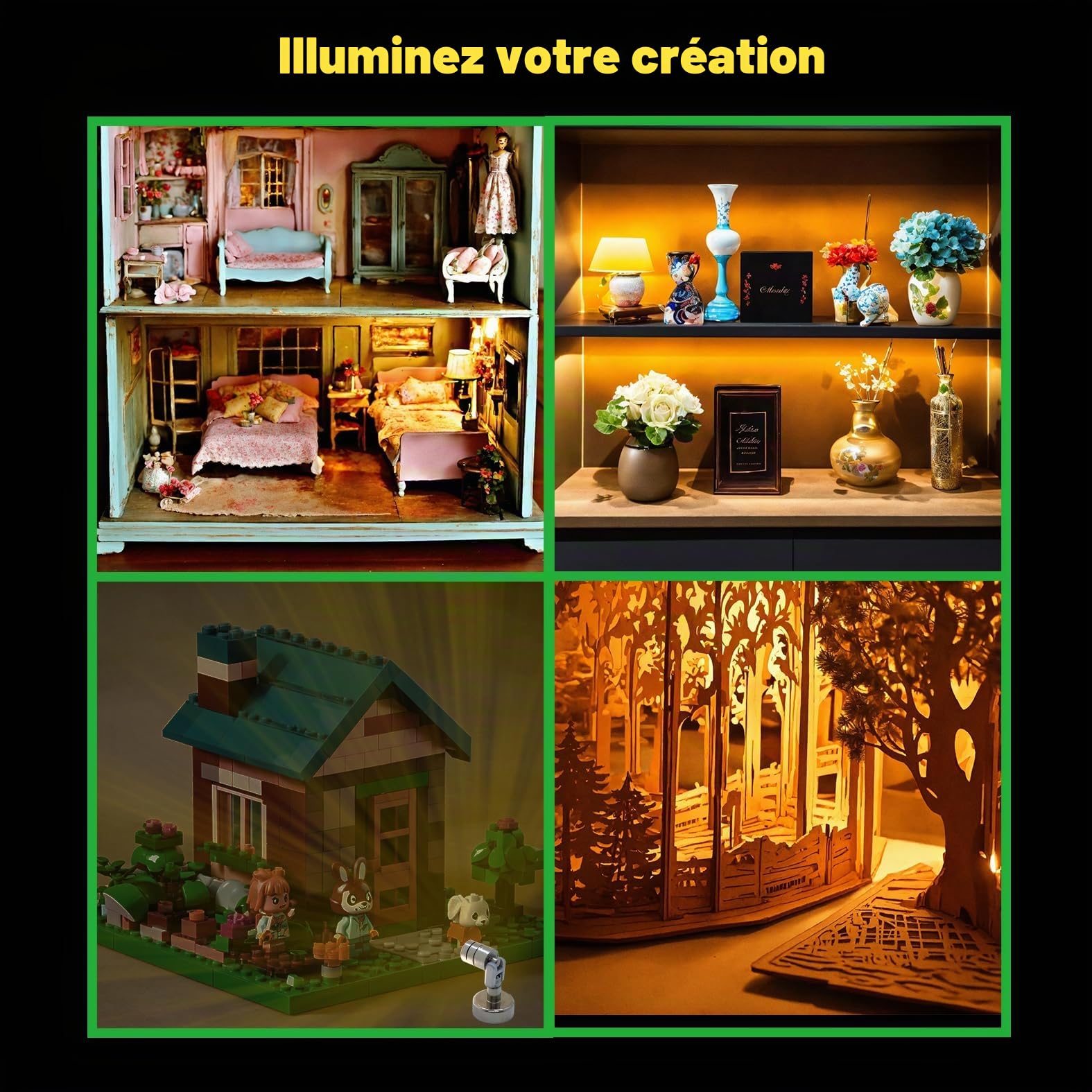 Suzeyar Lampe LED Métal Miniature, Petites Lampes Spot avec Base Magnétique, Lampes LED Fonctionnant sur Batterie, Lampe Spot Miniature Sans Fil pour Peinture d'Art, Vitrine de Bijoux, Artisanat DIY